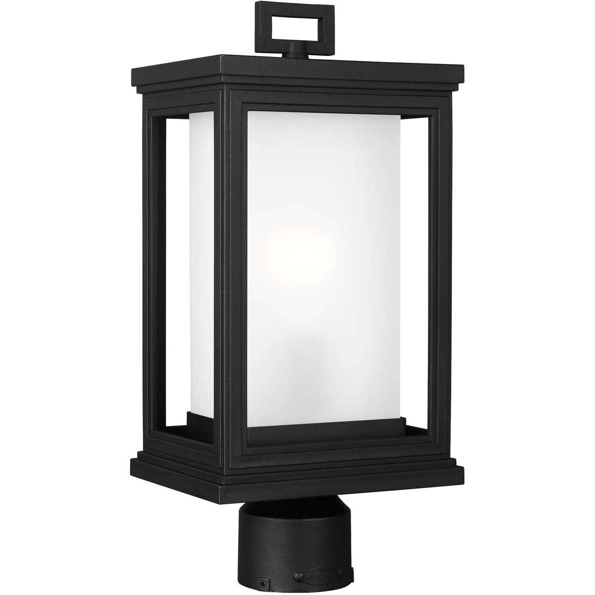 Roscoe 1 Light 16.5 inch Textured Black Outdoor Post Lantern, White Opal Glass