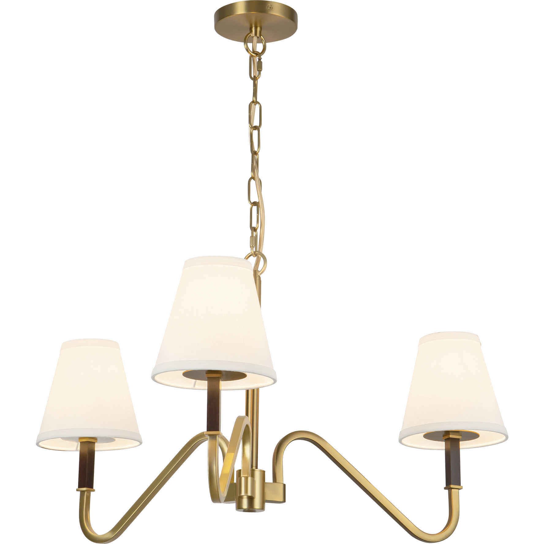 Alora Mood Sloan 3 Light 30 inch Brushed Gold and White Linen Chandelier Ceiling Light