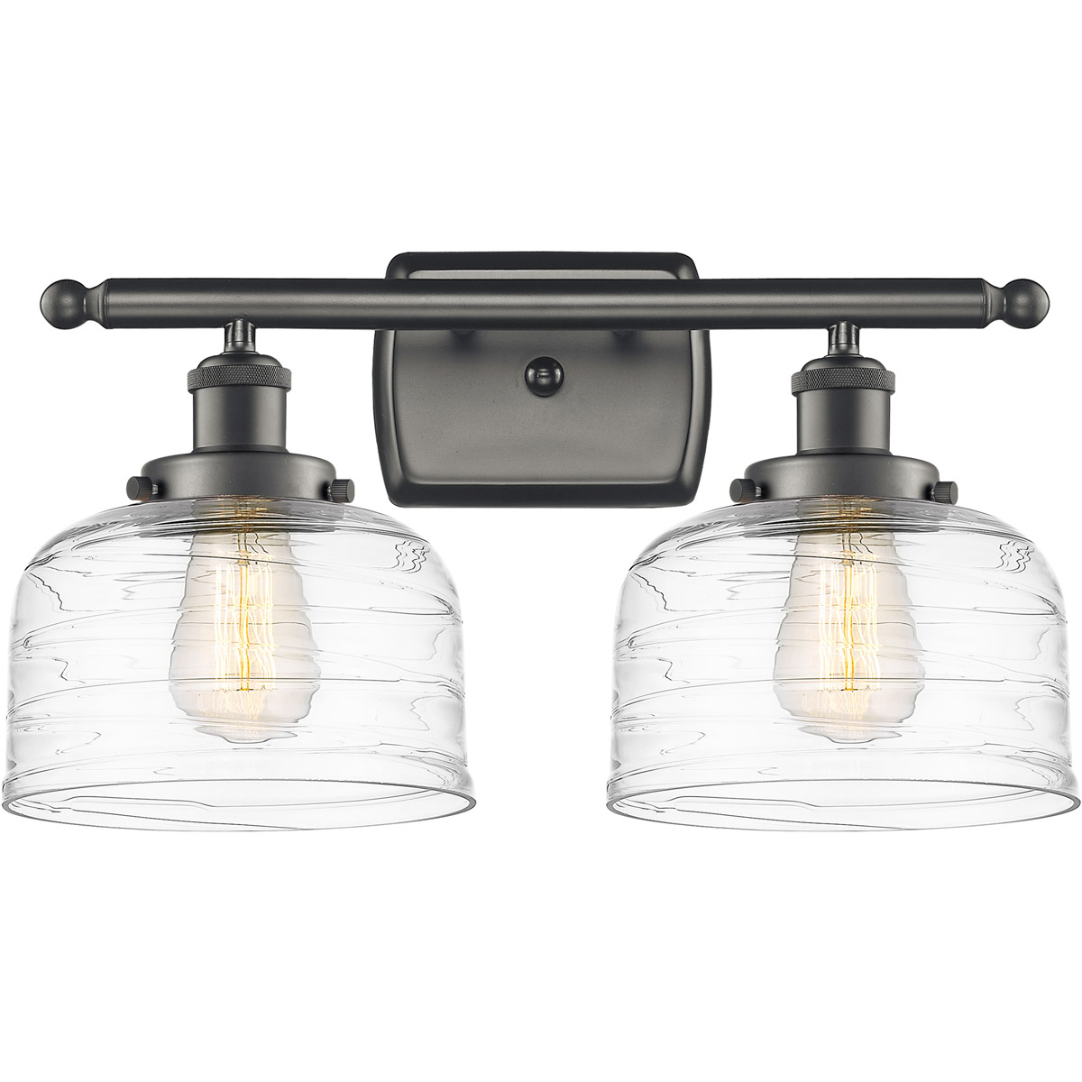 Ballston Bell LED 16 inch Oil Rubbed Bronze Bath Vanity Light Wall Light in Clear Deco Swirl Glass