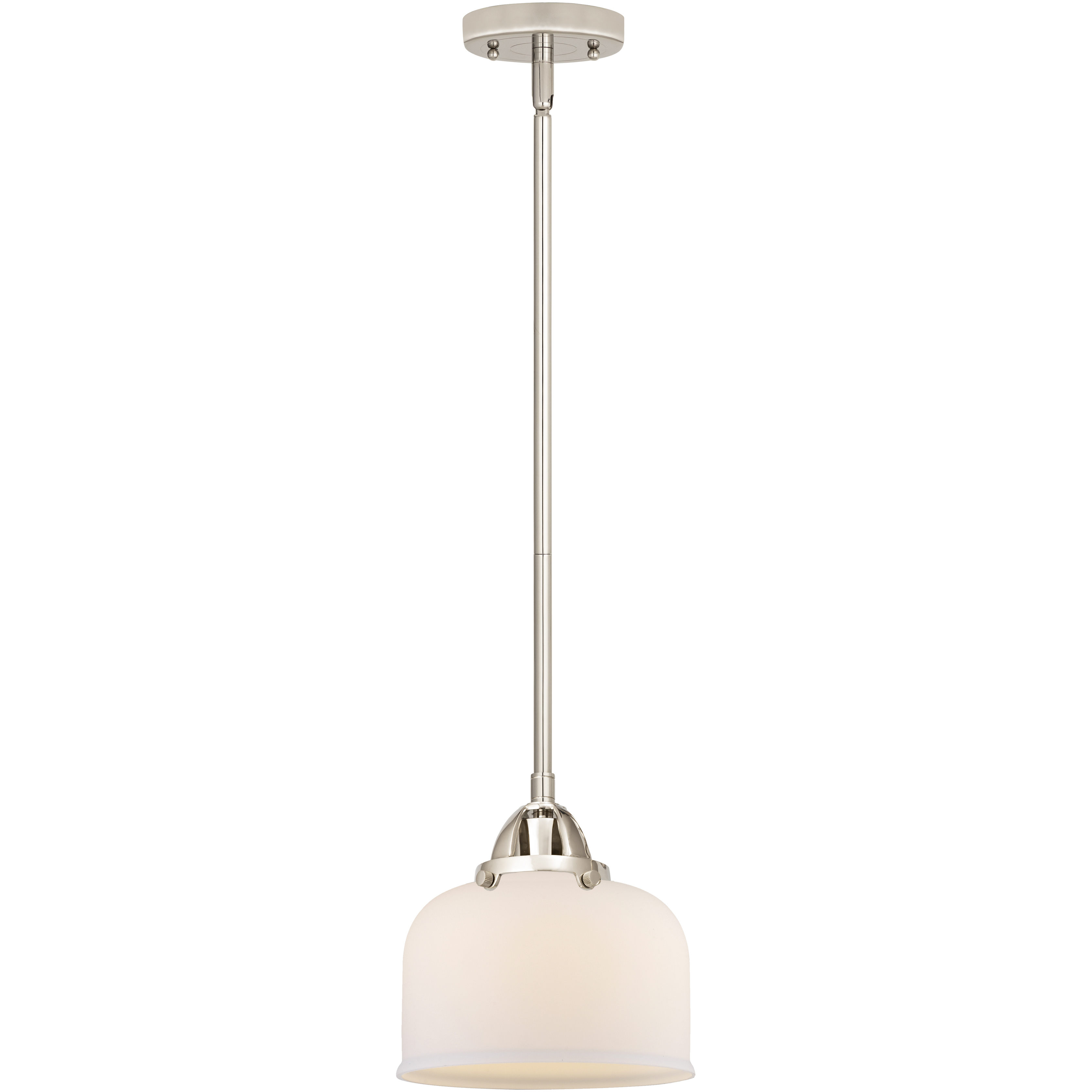 Nouveau 2 Bell 1 Light 8 inch Polished Nickel Mini Pendant Ceiling Light in Incandescent, Matte White