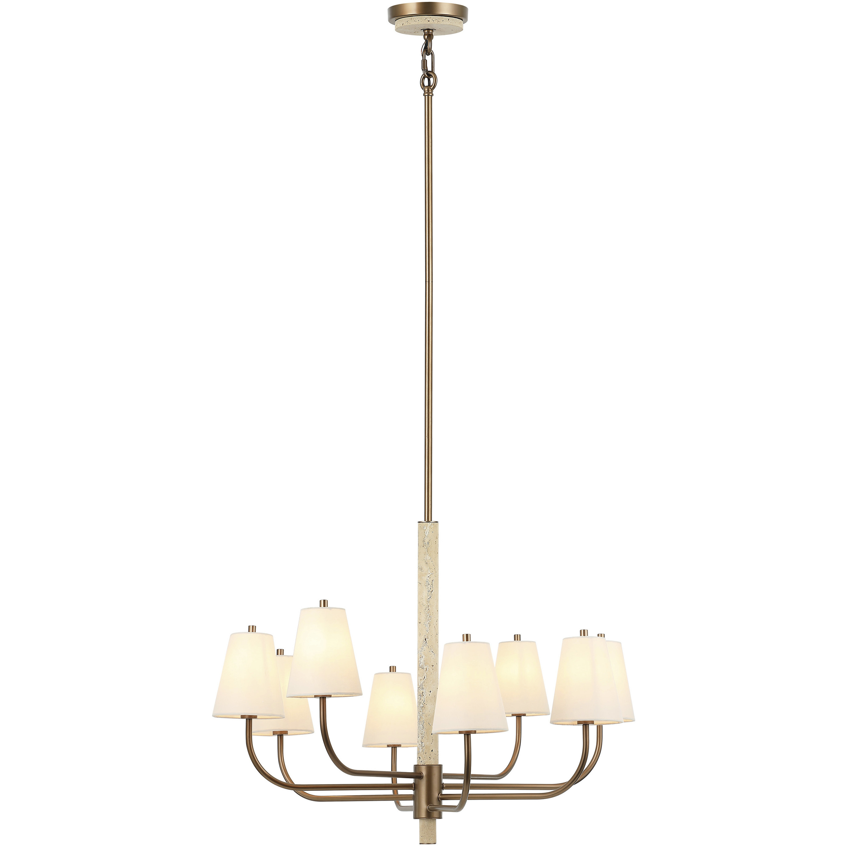 Rockford 8 Light 32 inch Brontourage and Travertine Chandelier Ceiling Light