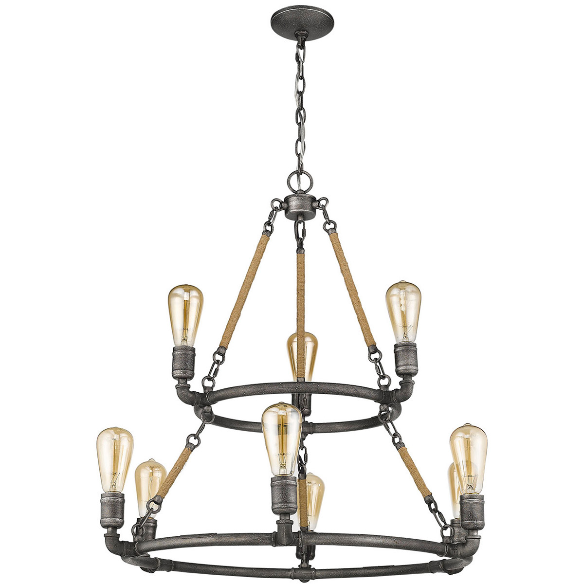 Grayson 9 Light 28 inch Antique Gray Chandelier Ceiling Light