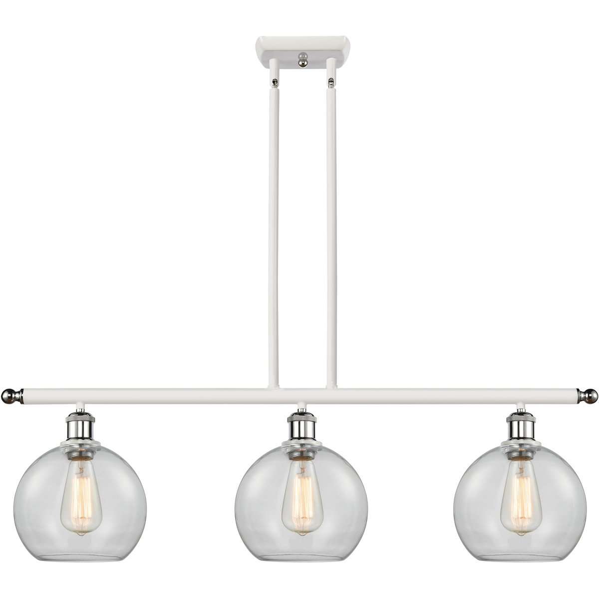 Ballston Athens LED 36 inch White and Polished Chrome Island Light Ceiling Light in Clear Glass, Ballston