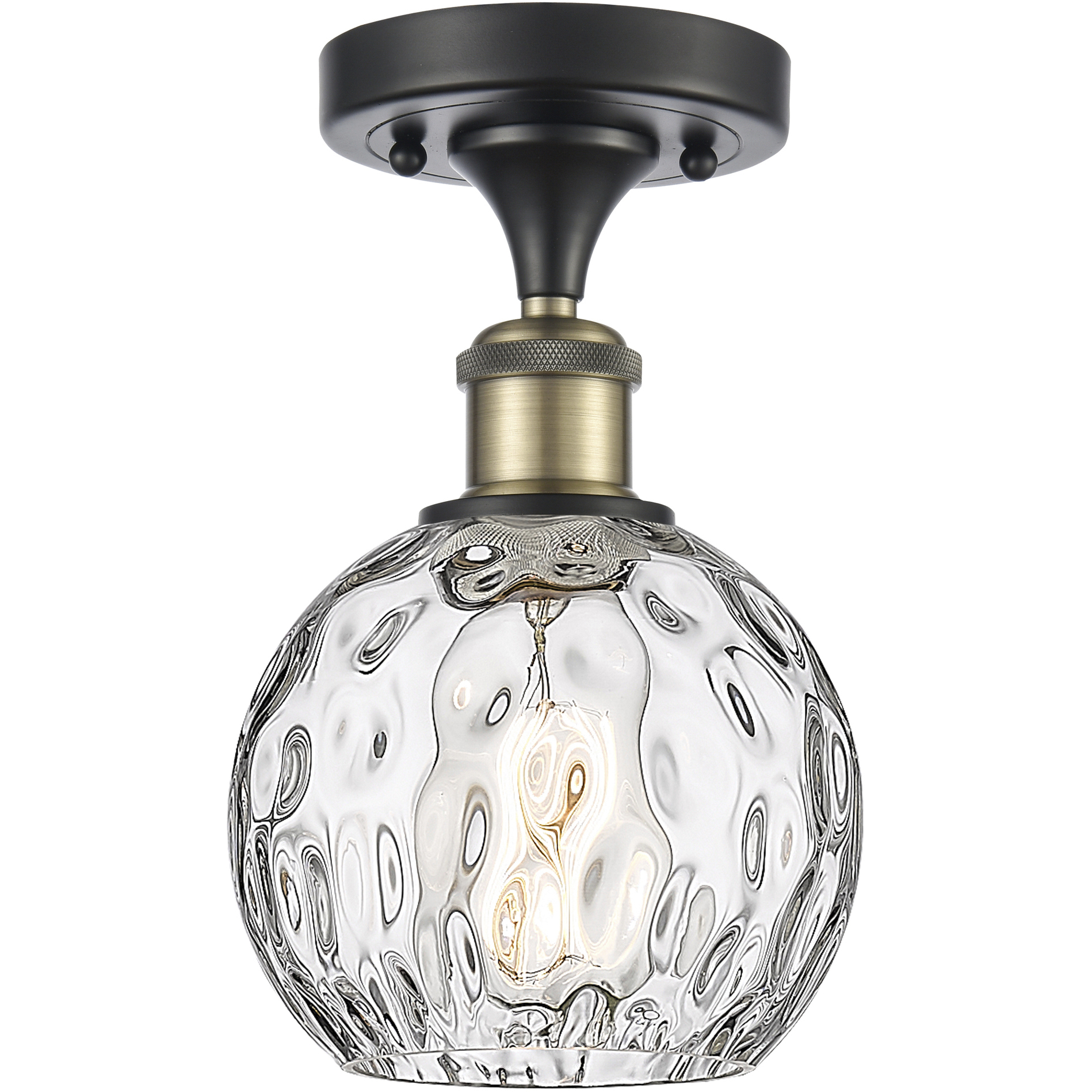 Athens Water Glass 1 Light 6 inch Black Antique Brass Semi-Flush Mount Ceiling Light