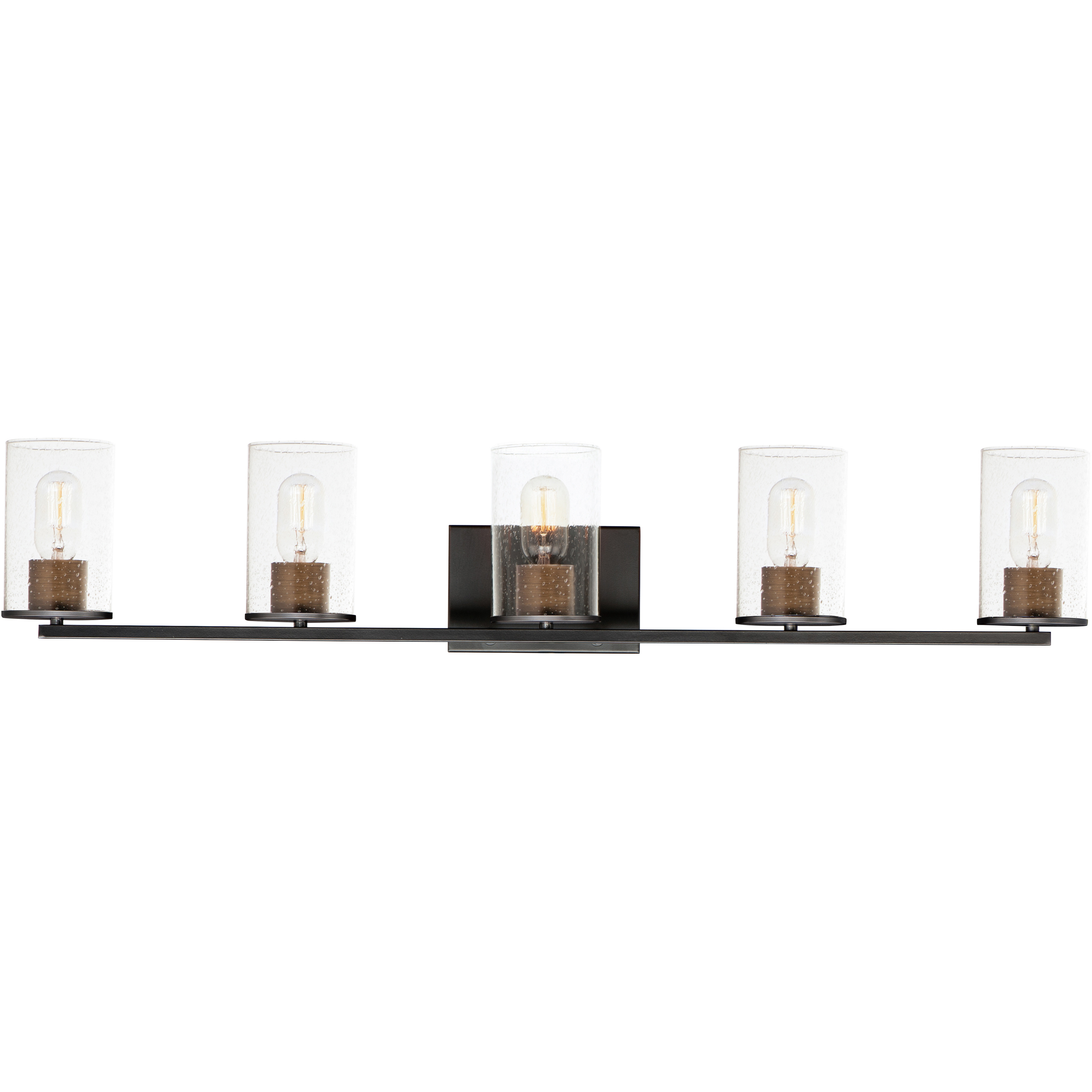 Sleek 5 Light 40 inch Antique Brass and Black Bath Vanity Wall Light