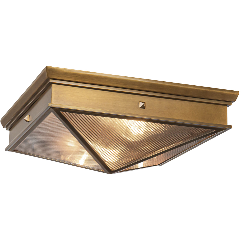 Cairo 2 Light 14.63 inch Ribbed Glass/Vintage Brass Flush Mount Ceiling Light