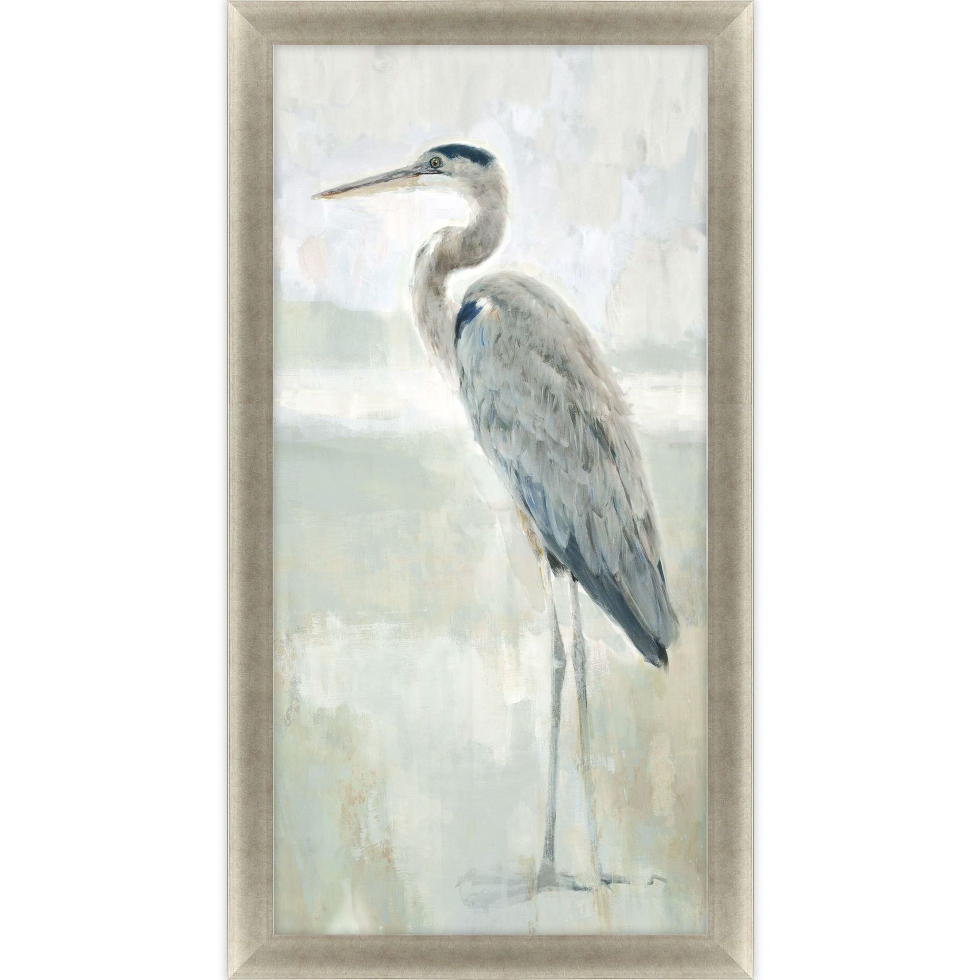 Majestic Blue Heron Neutral and Blue and Gray and Green Framed Art