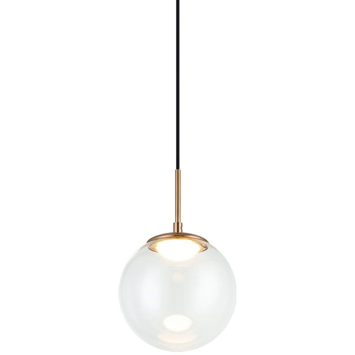 Boble LED 7.88 inch Aged Gold Brass Pendant Ceiling Light in Aged Gold Brass and Clear