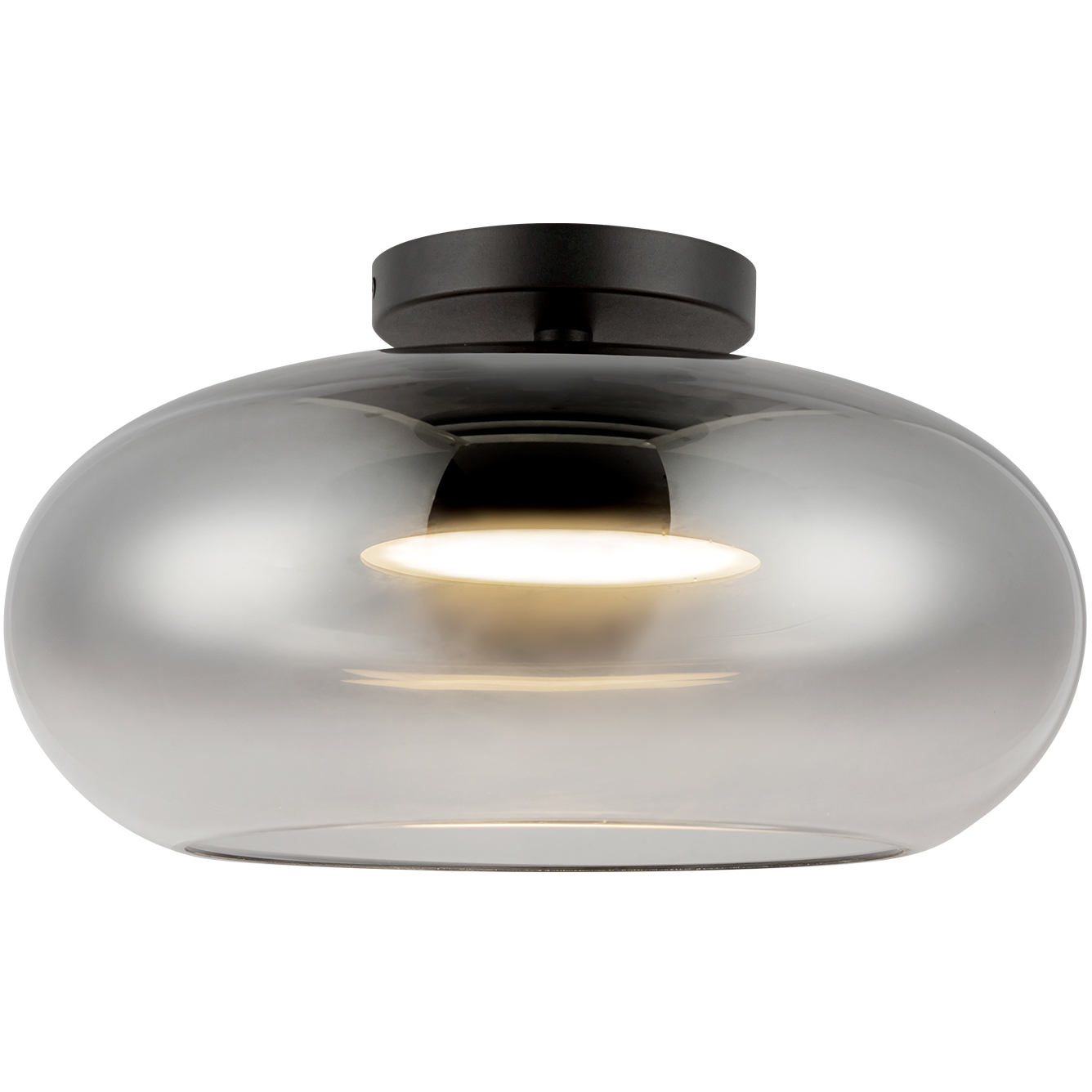 Trinity LED 14.25 inch Black Semi-Flush Mount Ceiling Light in Smoked Glass