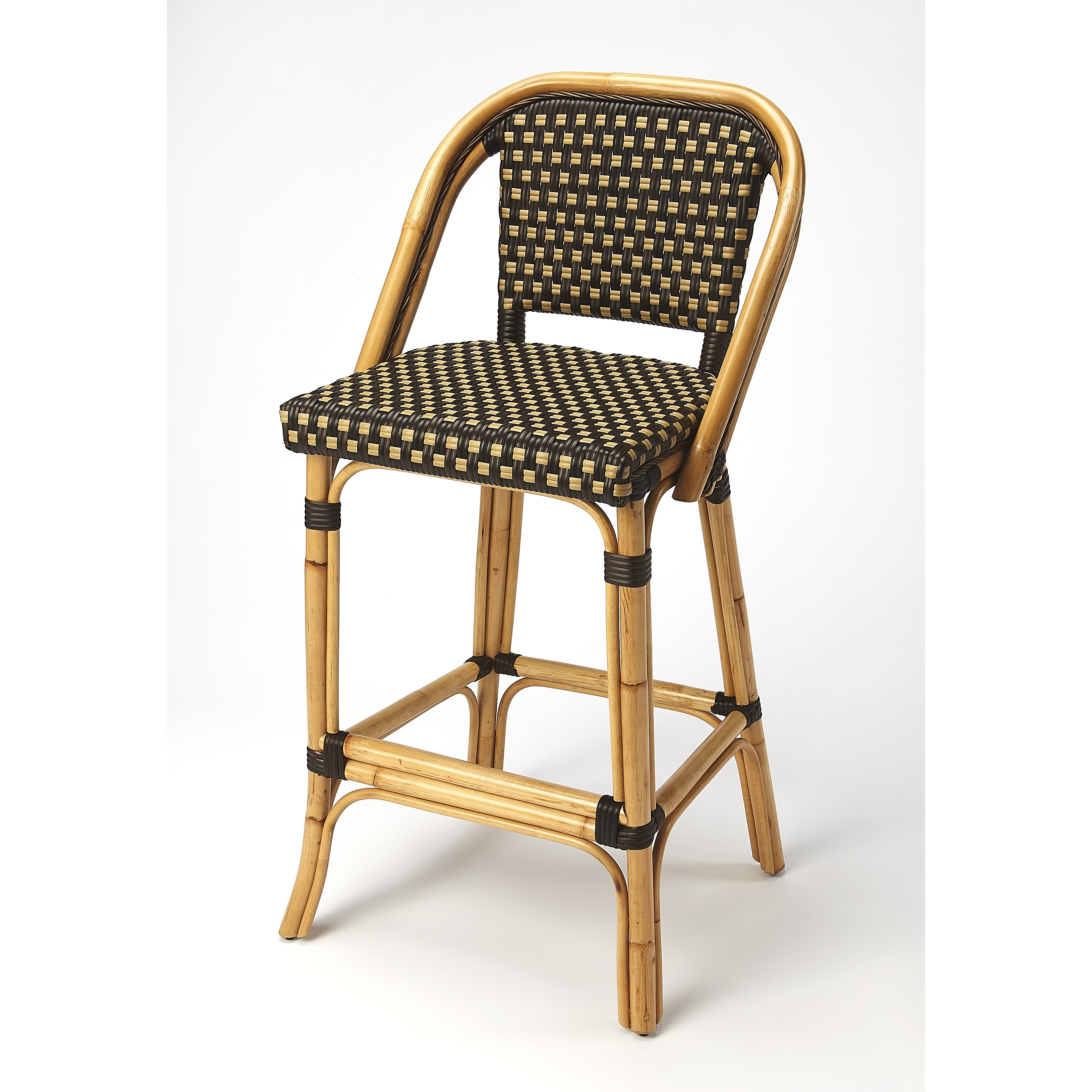 Designer'S Edge Lila Dark Brown Rattan 41 inch Chocolate Rattan Barstool