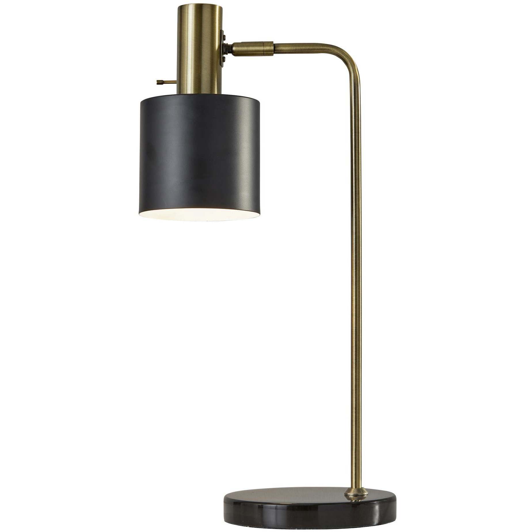 Emmett 23 inch 60.00 watt Antique Brass Desk Lamp Portable Light in Black 
