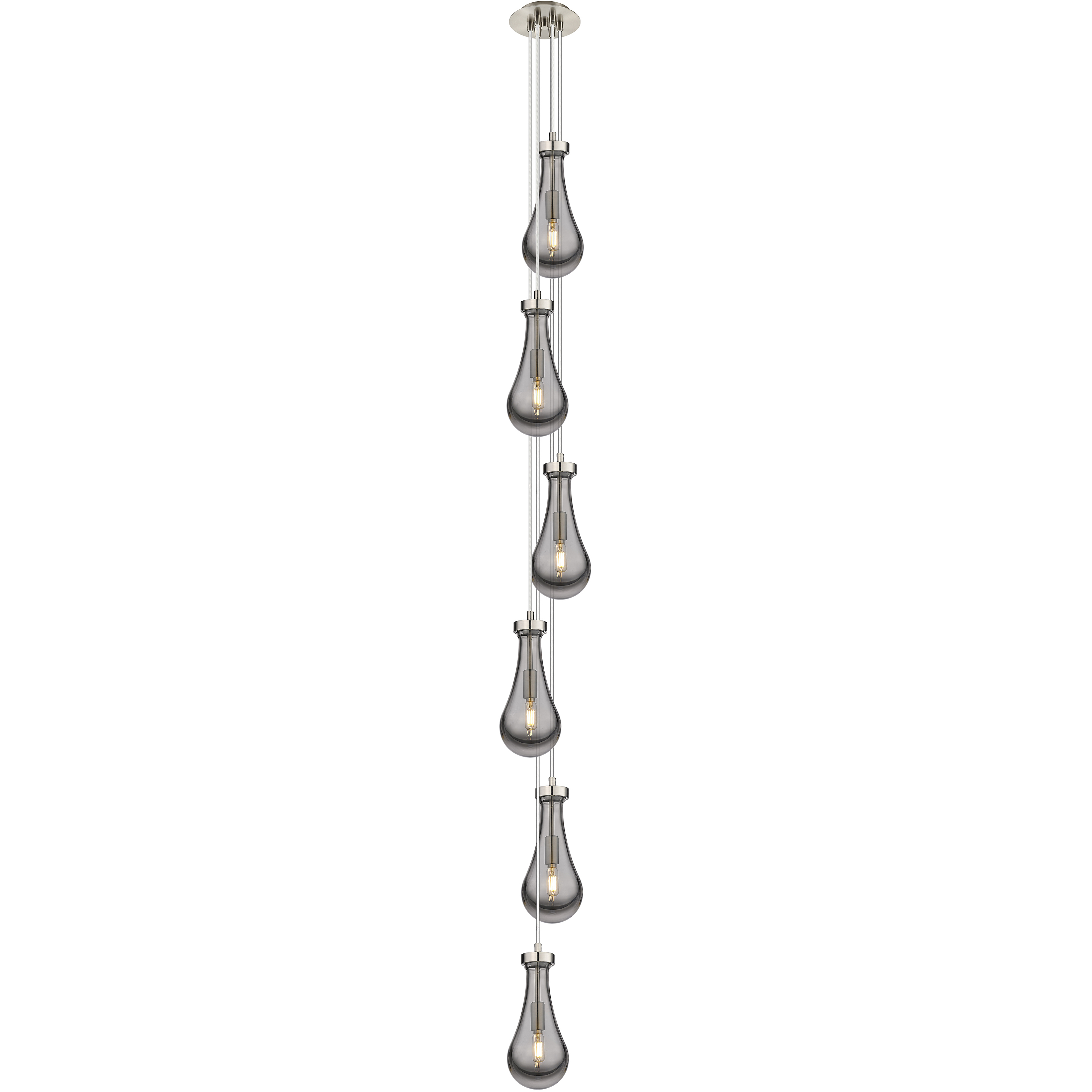 Owego 6 Light 7.13 inch Brushed Satin Nickel Multi Pendant Ceiling Light in Light Smoke Glass, Cord Hung