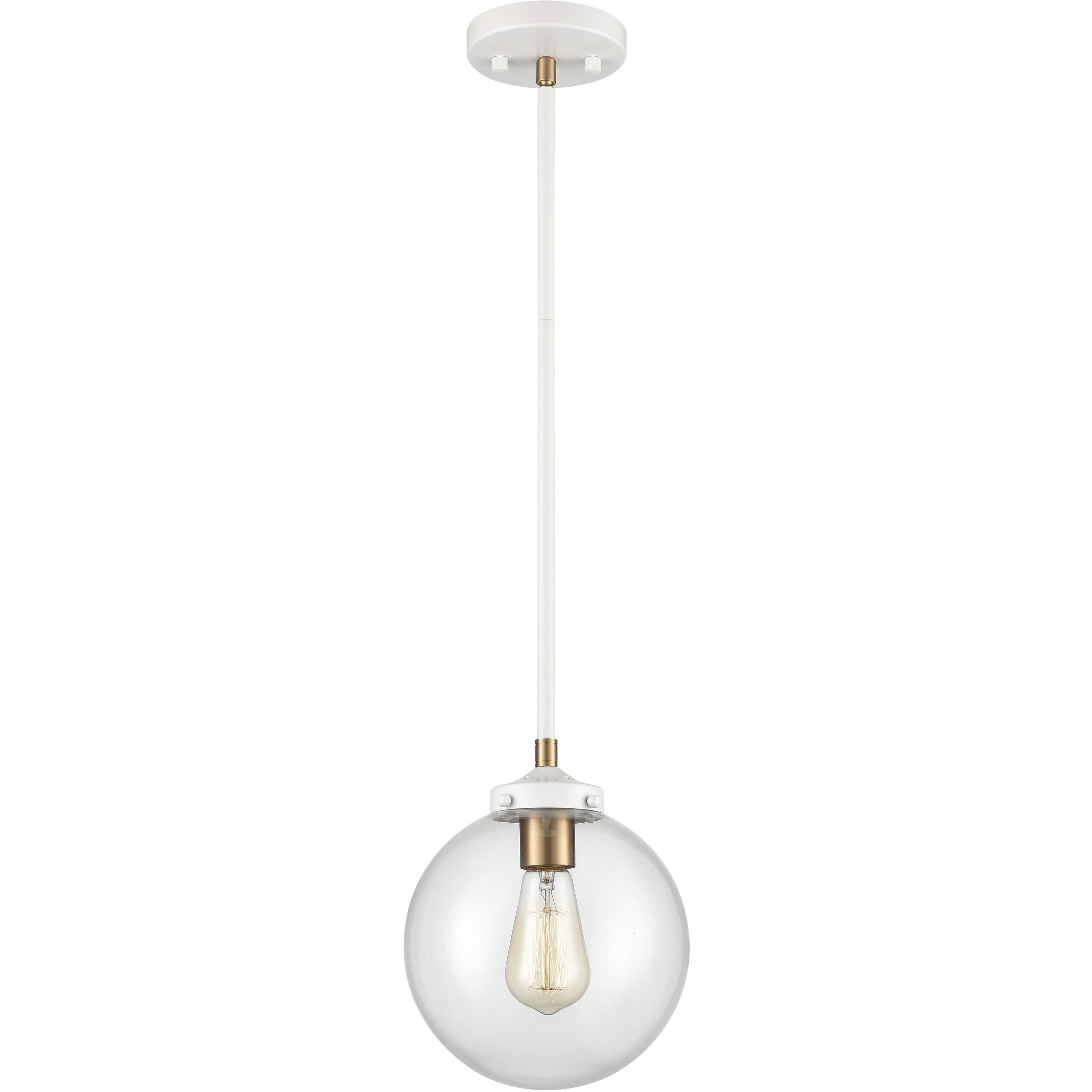 Boudreaux 1 Light 8 inch Matte White with Satin Brass Mini Pendant Ceiling Light