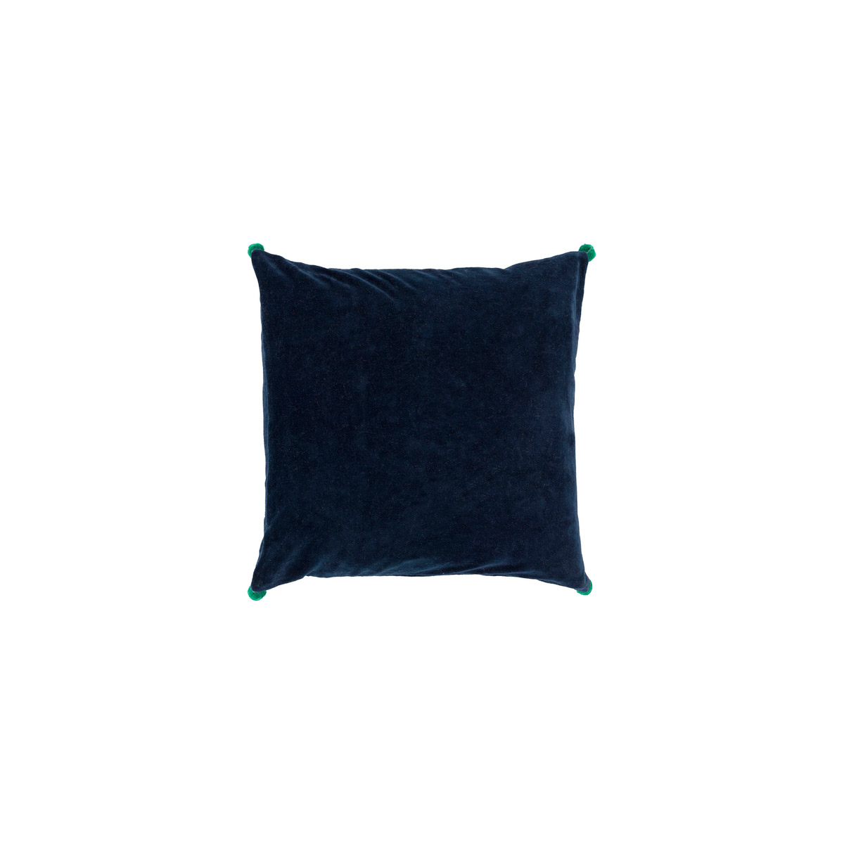 Velvet Poms 18 X 18 inch Navy and Grass Green Throw Pillow