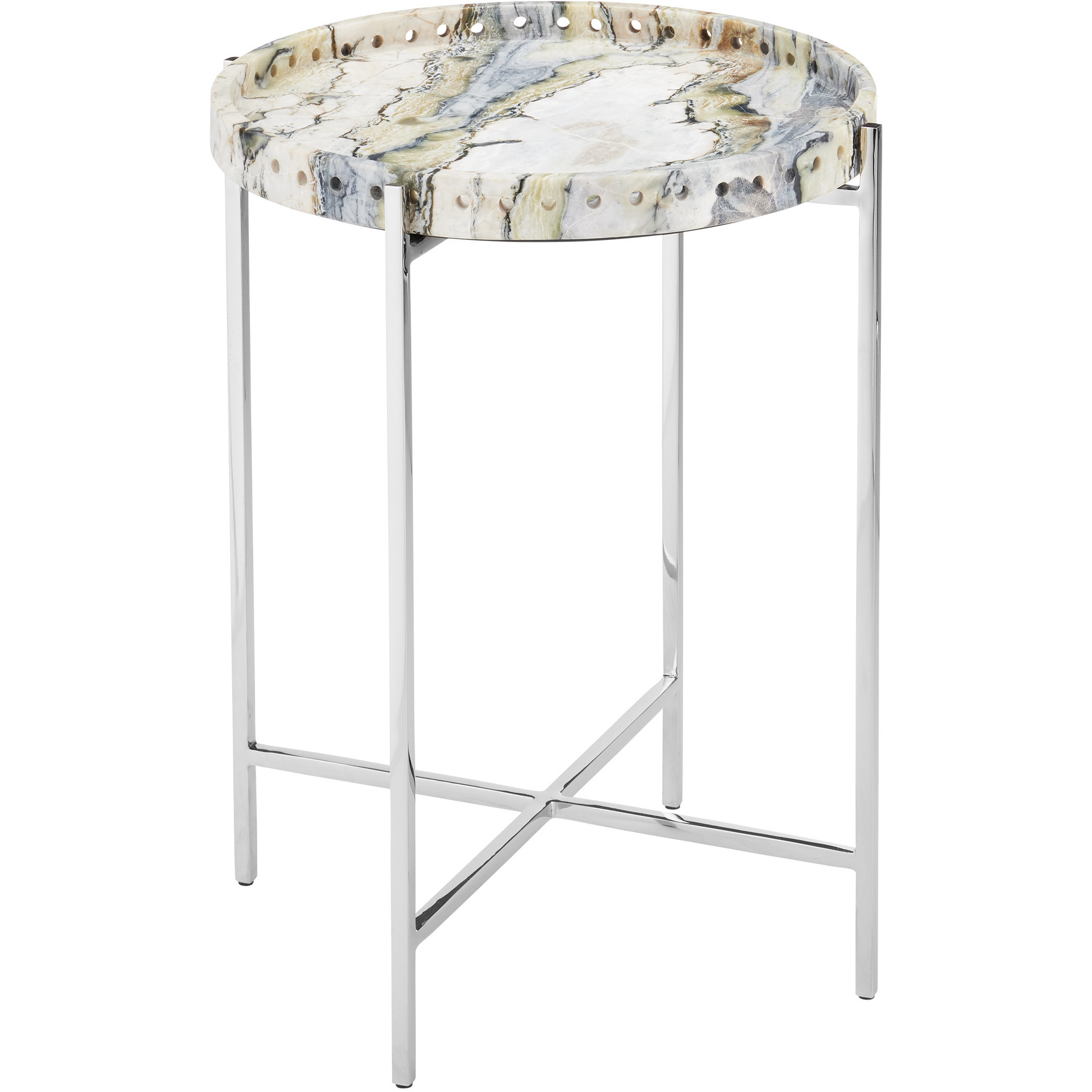 Freya 16.75 inch Natural and Nickel Accent Table