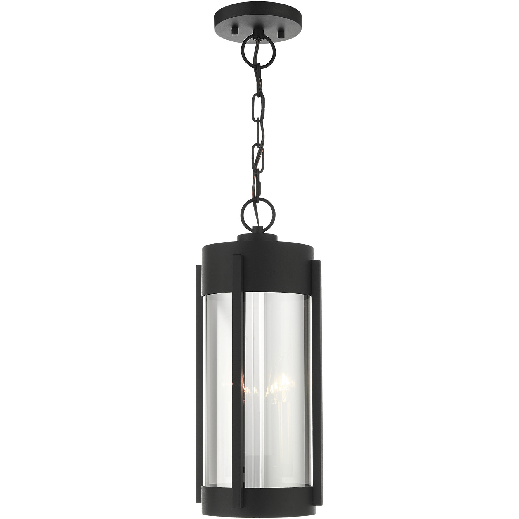 Sheridan 2 Light 7.5 inch Black with Brushed Nickel Candles Outdoor Pendant Lantern