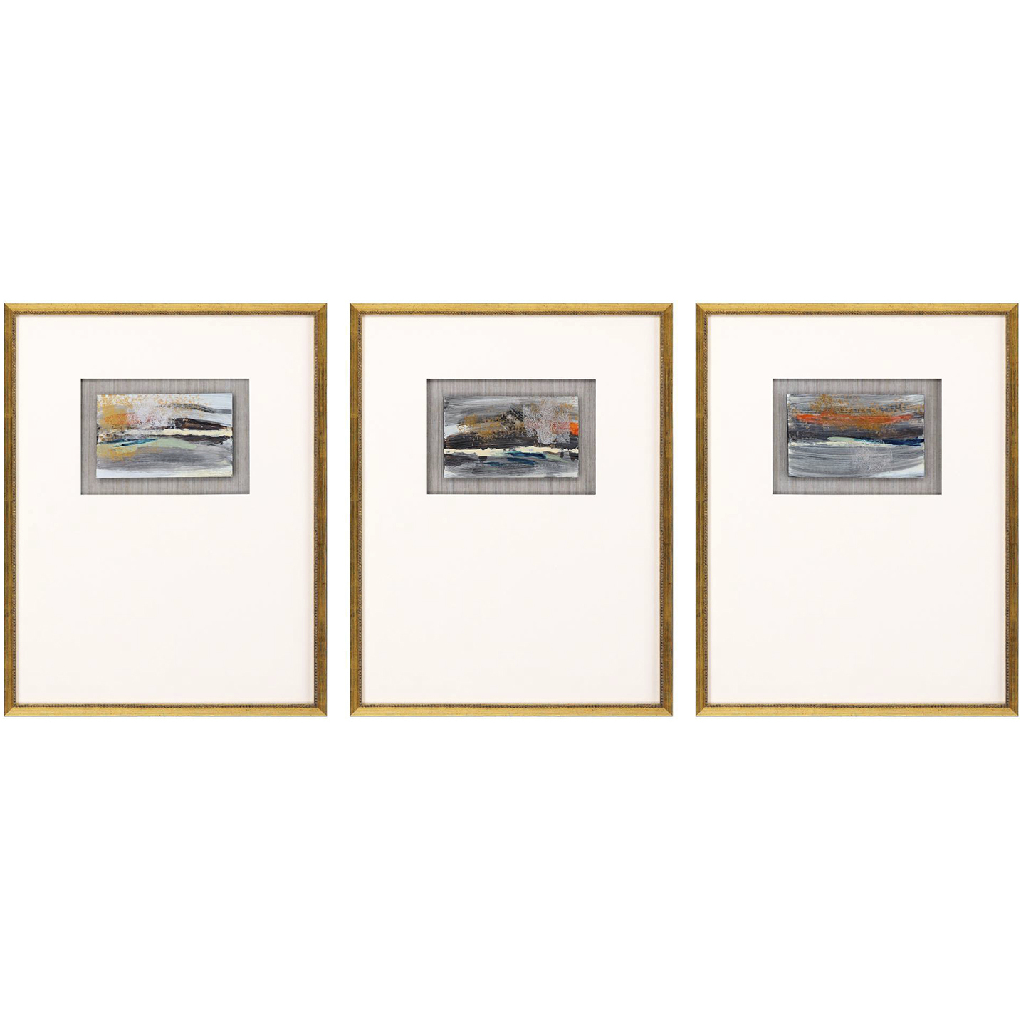 Broken Landscape Gray and Metallic and Rust and Turquoise Framed Art, The Studio
