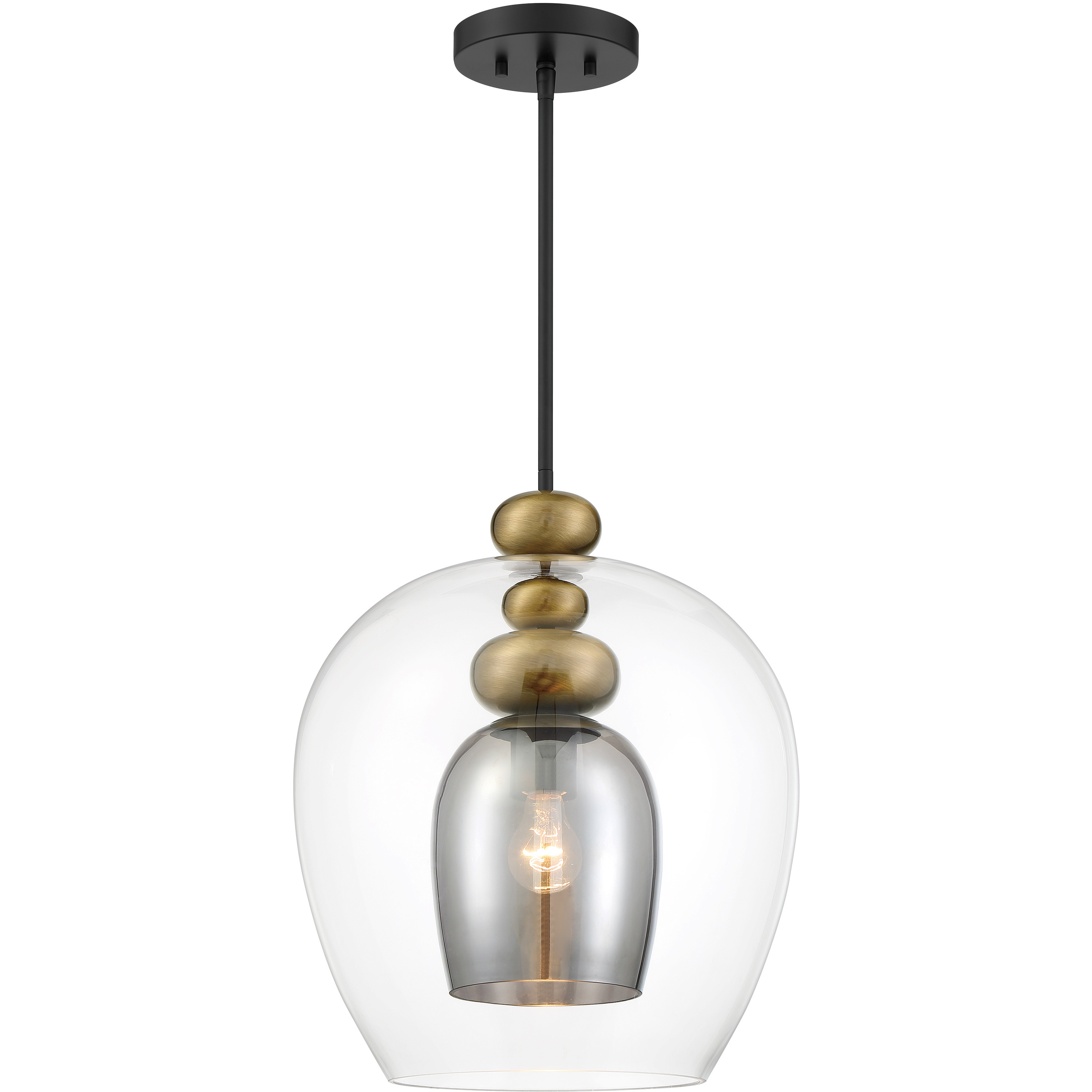 Amesbury 1 Light 15.75 inch Coal and Oxidized Aged Brass Pendant Ceiling Light