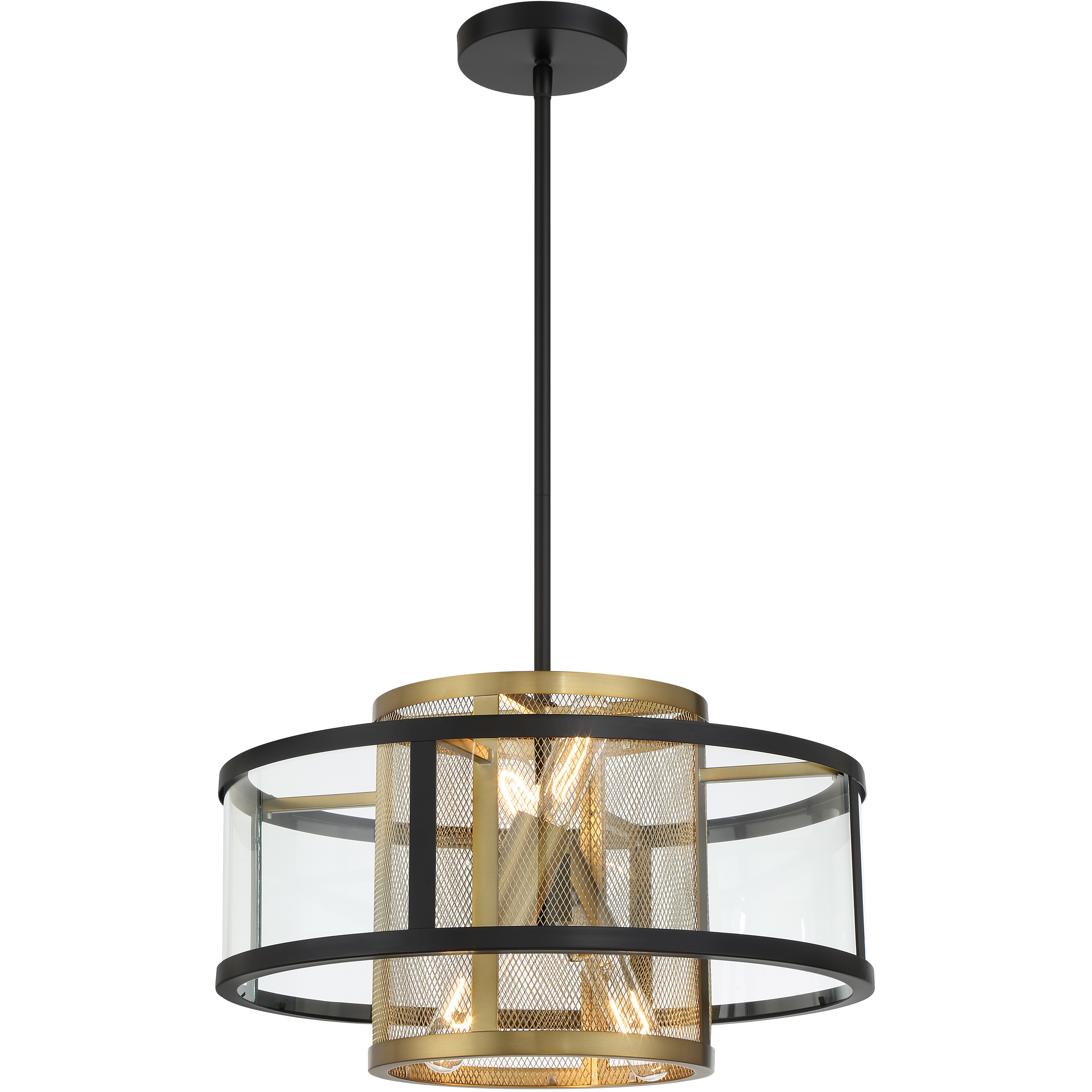Soho 4 Light 18 inch Coal And Soft Brass Pendant and Semi-Flush Ceiling Light