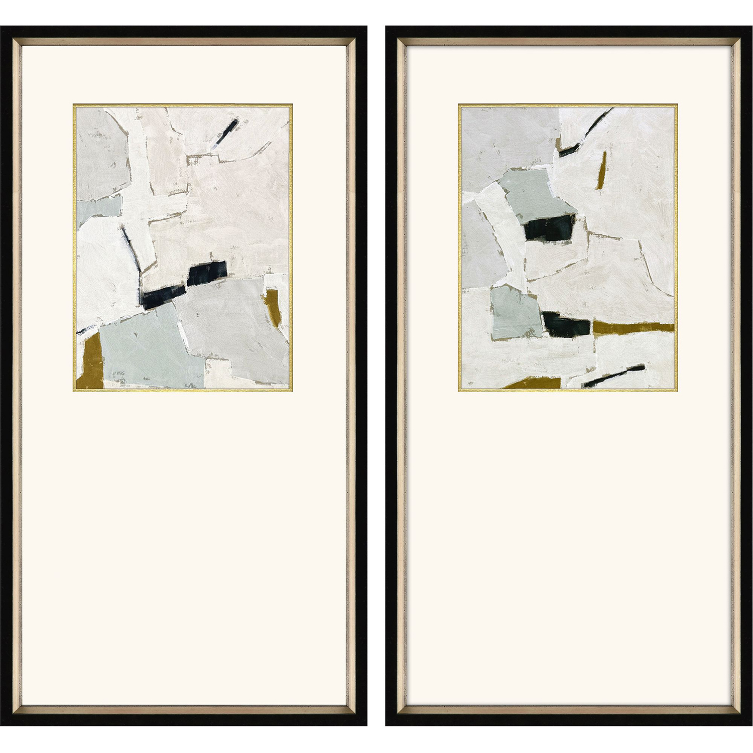 Zen Interactions Gray and Blue and Green and Multi Framed Art