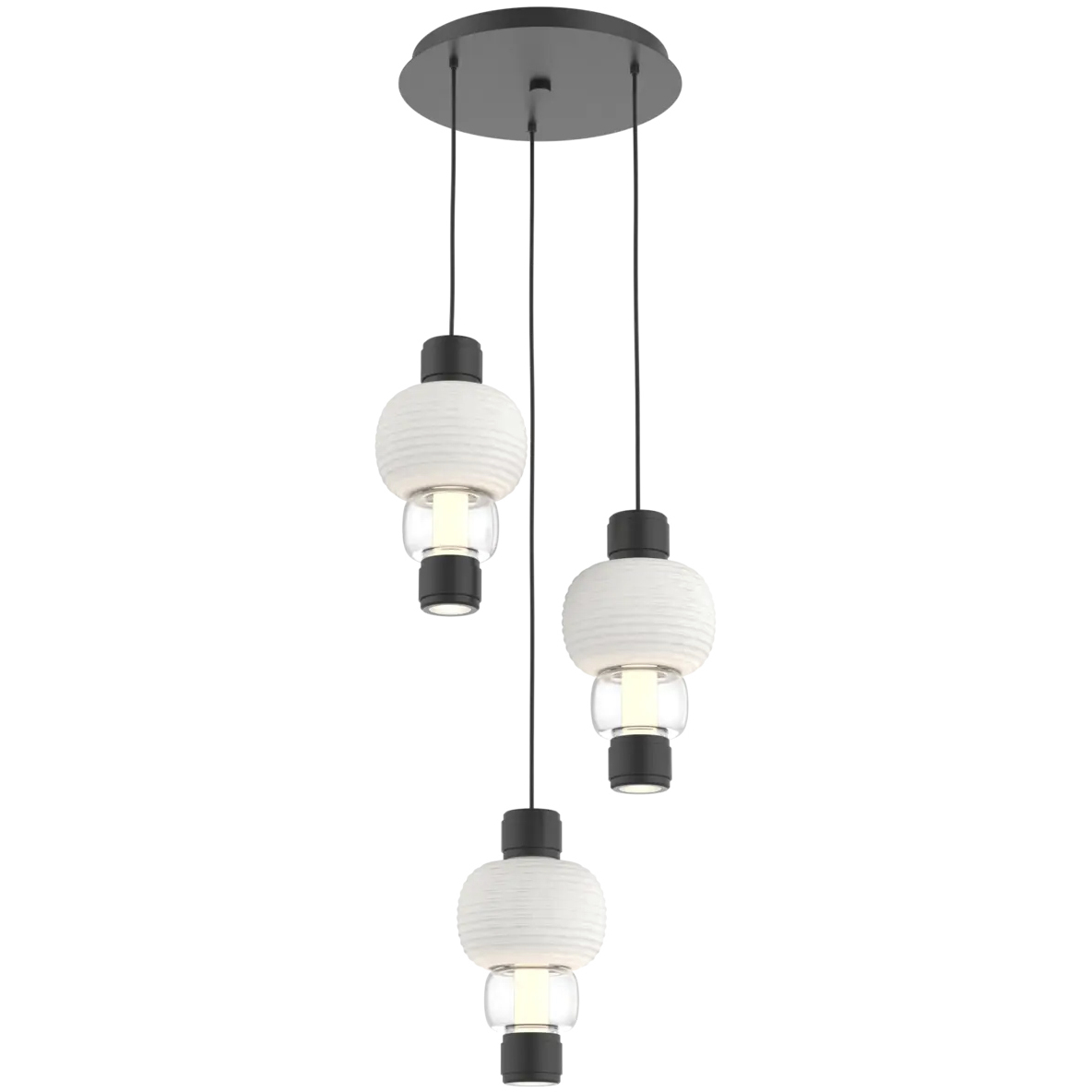 Torno Mandrel LED 20.5 inch Matte Black with Chalk Multi-Pendant Ceiling Light