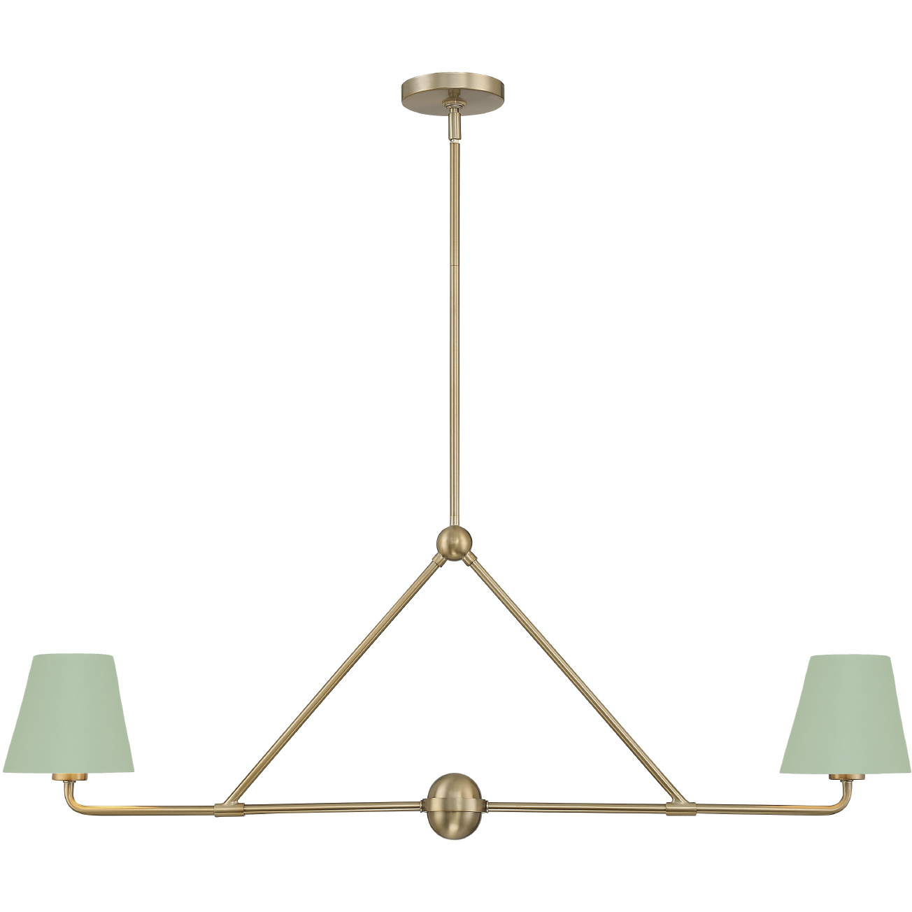 Xavier 2 Light 42 inch Vibrant Gold Linear Chandelier Ceiling Light in Vibrant Gold and Green