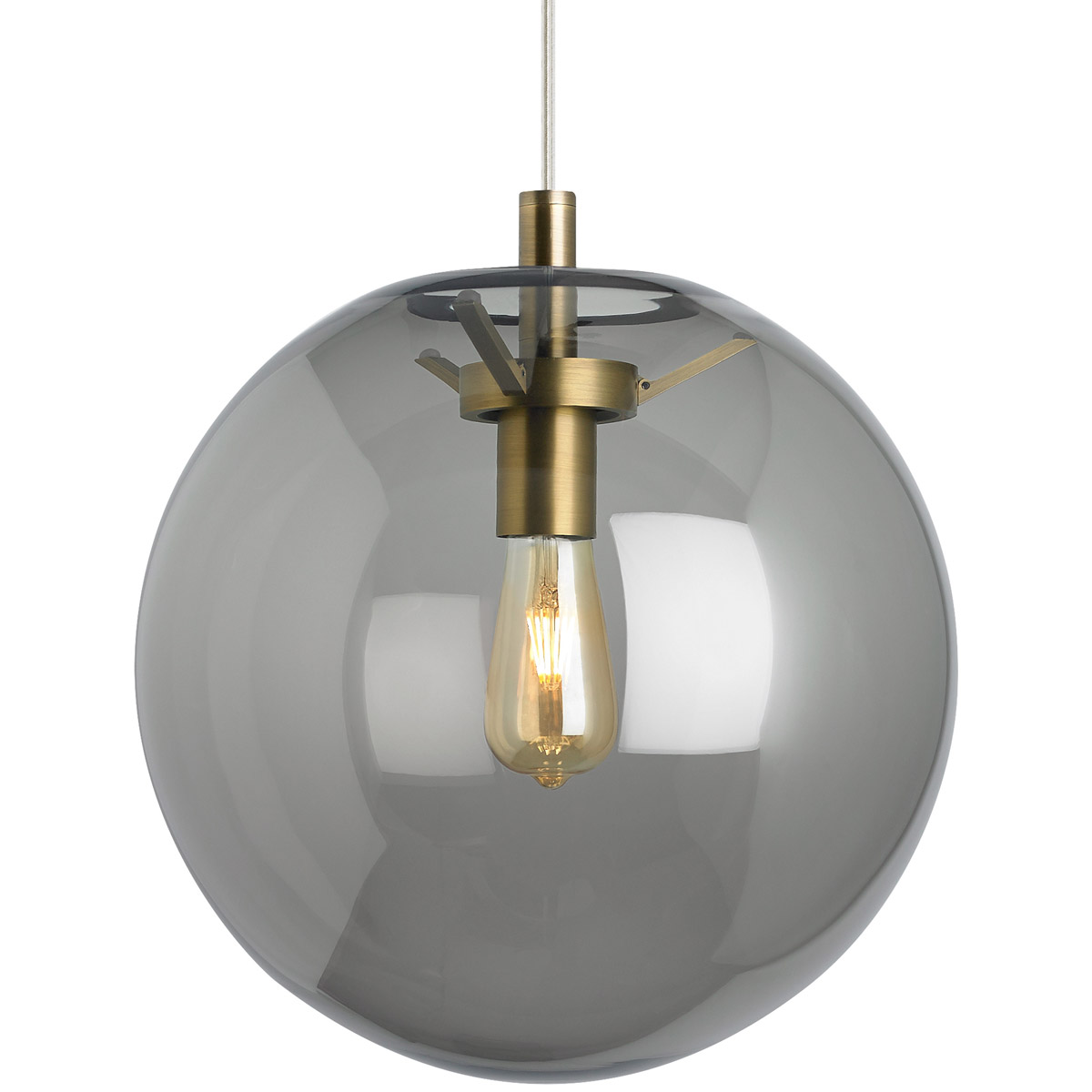 Sean Lavin Palona 1 Light 14 inch Aged Brass Pendant Ceiling Light in Incandescent, Smoke Glass