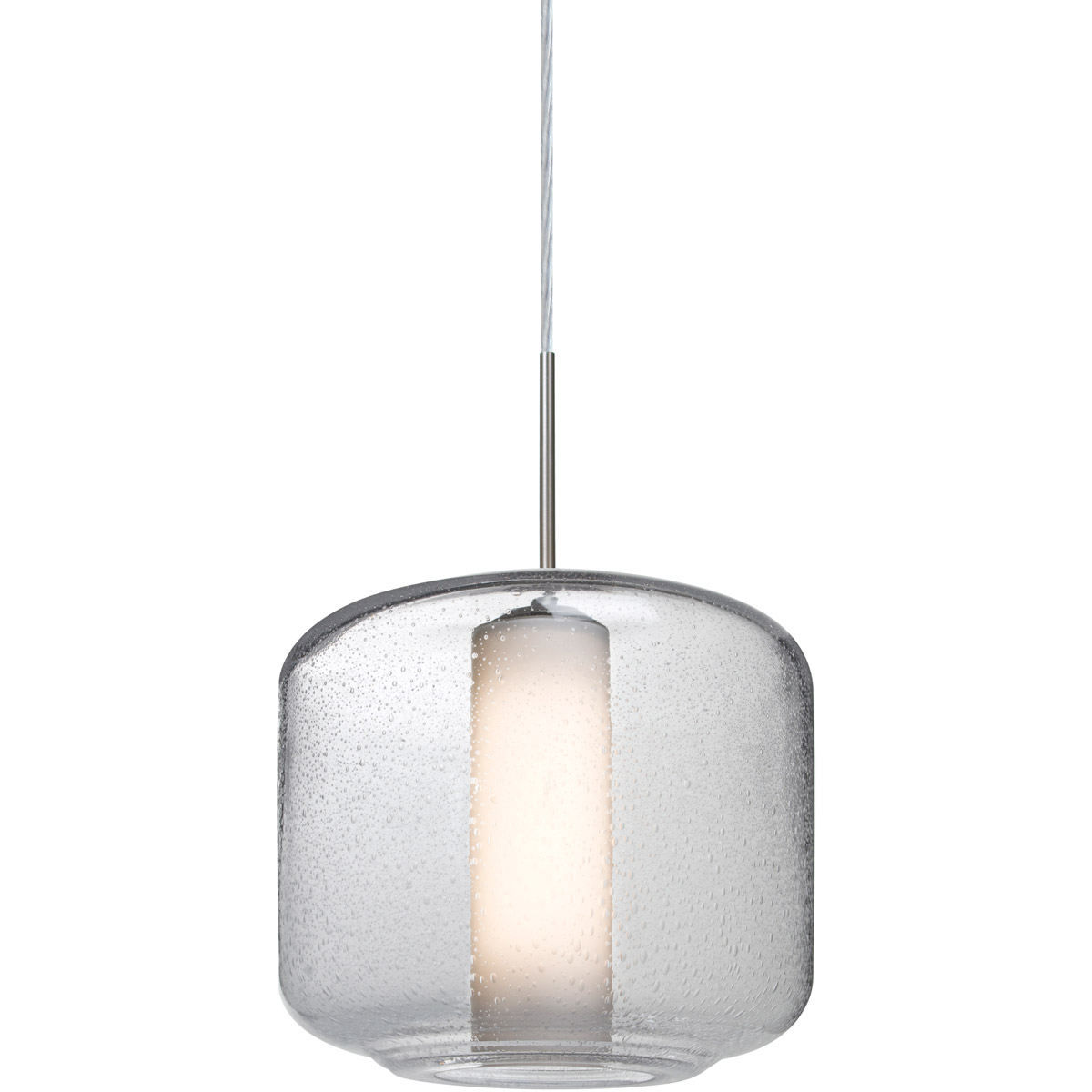 Niles 10 1 Light Satin Nickel Cord Pendant Ceiling Light in Clear/Opal Glass