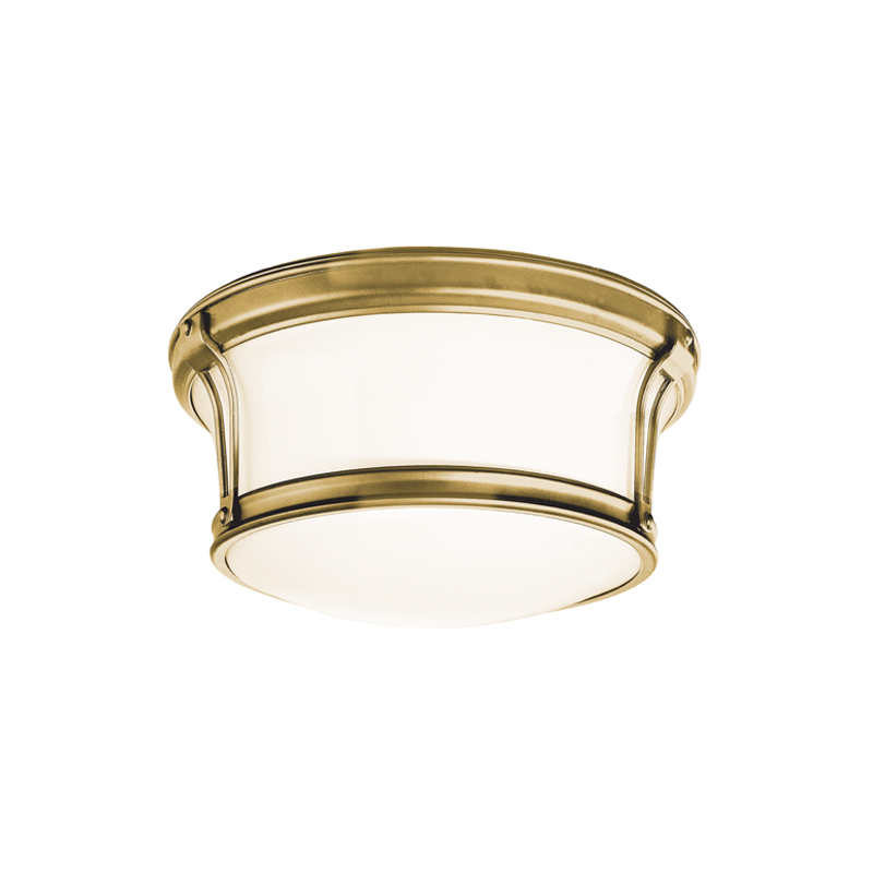 Newport 2 Light 10 inch Aged Brass Flush Mount Ceiling Light