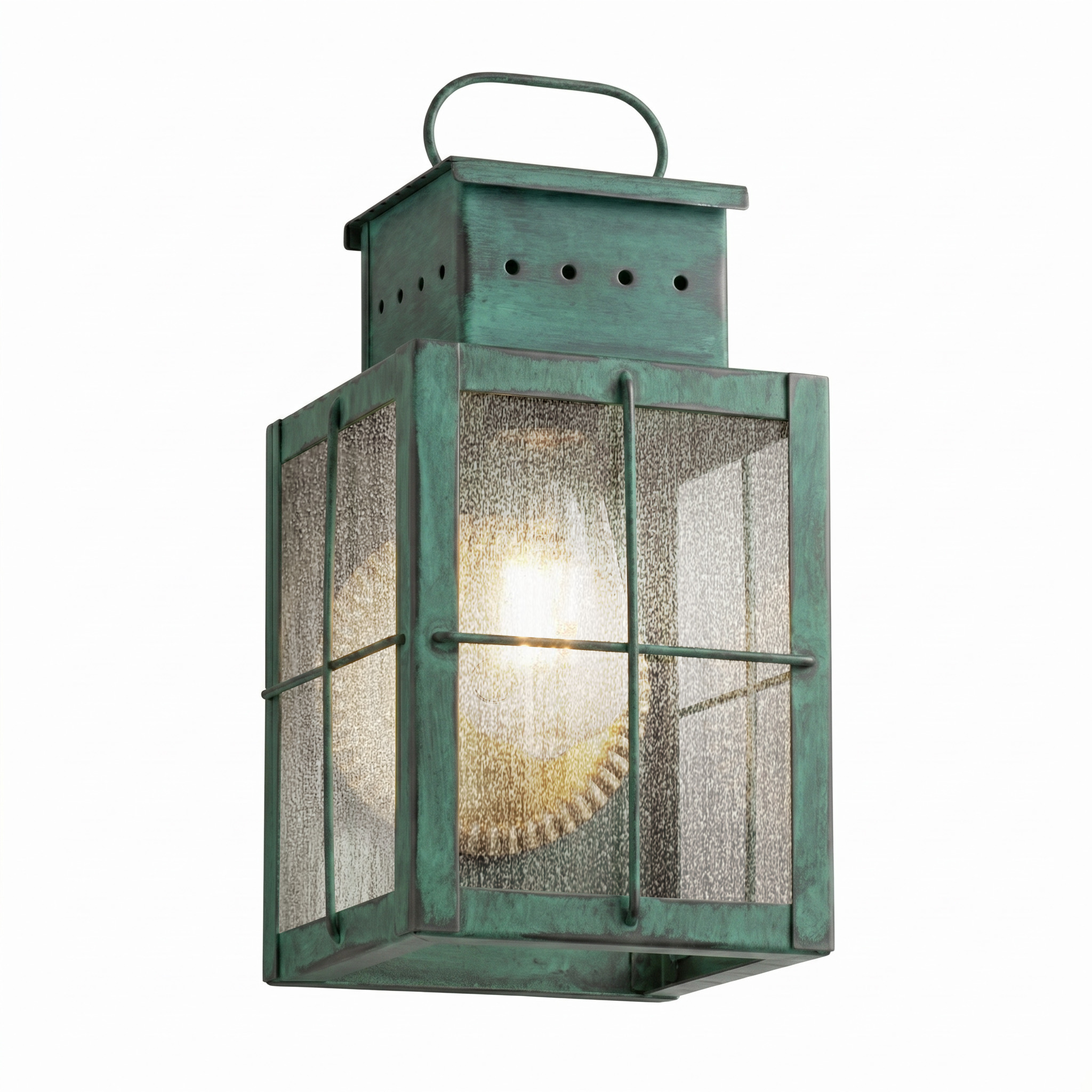 Norfield 1 Light 10.13 inch Verde Green Outdoor Sconce in Seedy Glass, Brass Traditions by Innovations Lighting