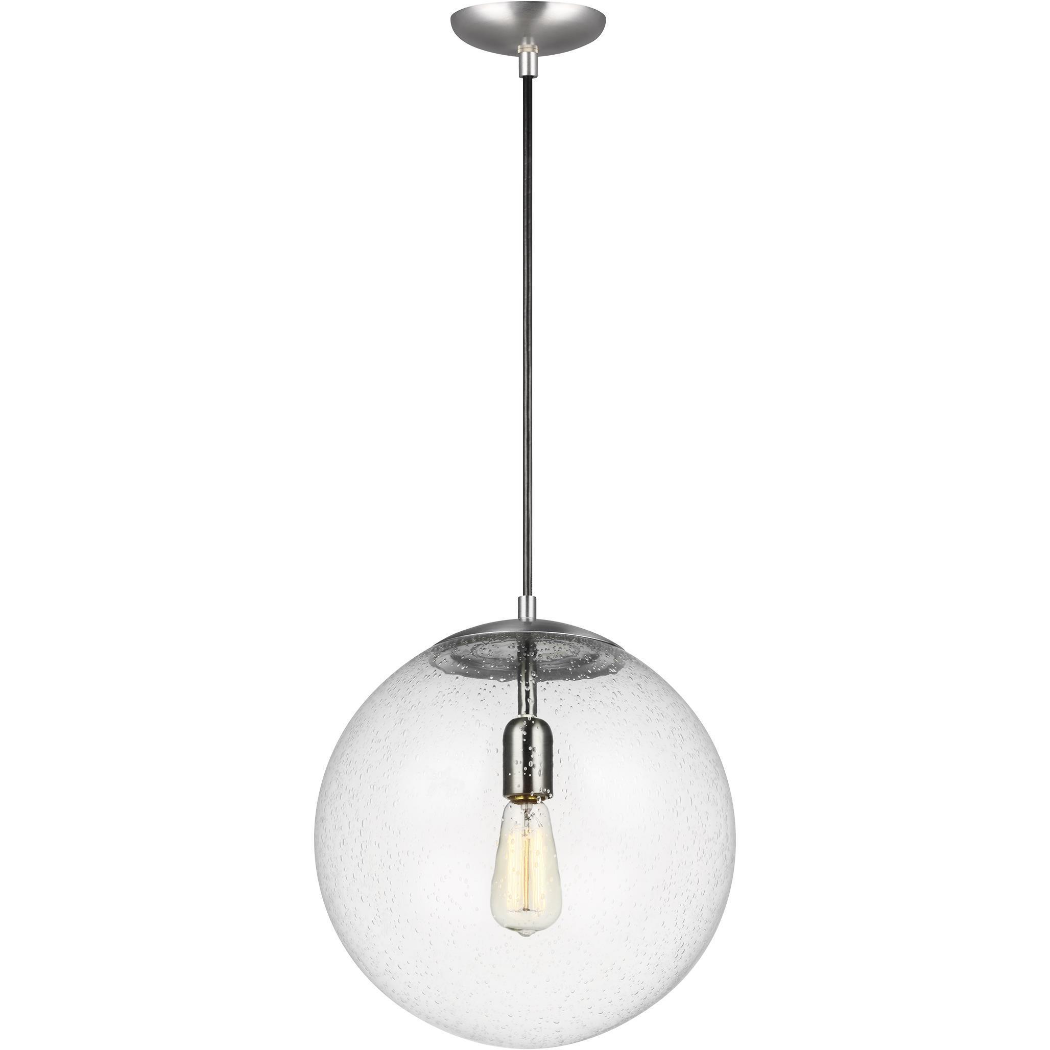 Leo - Hanging Globe 1 Light 14 inch Satin Aluminum Pendant Ceiling Light