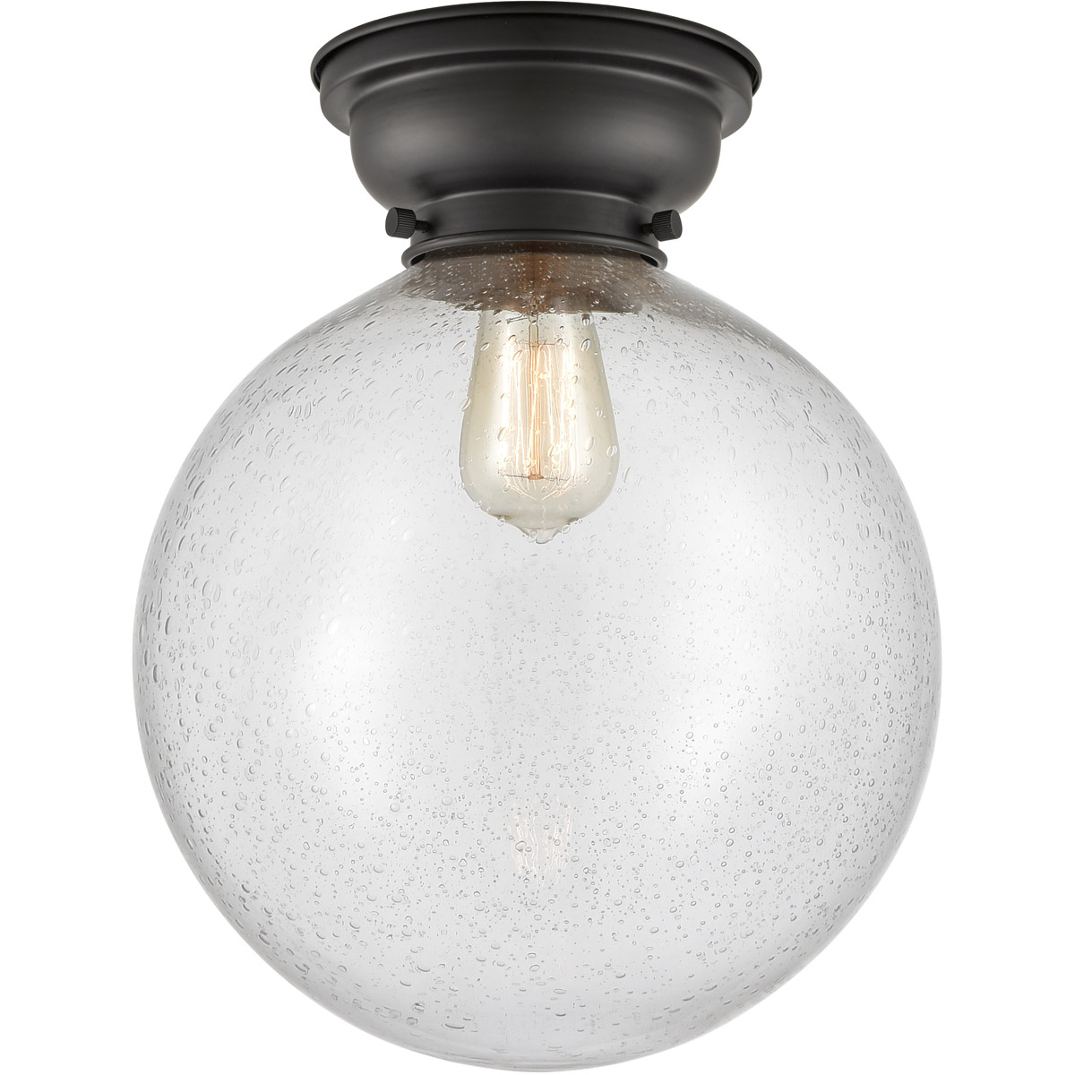 Aditi XX-Large Beacon 1 Light 12 inch Matte Black Flush Mount Ceiling Light in Seedy Glass, Aditi