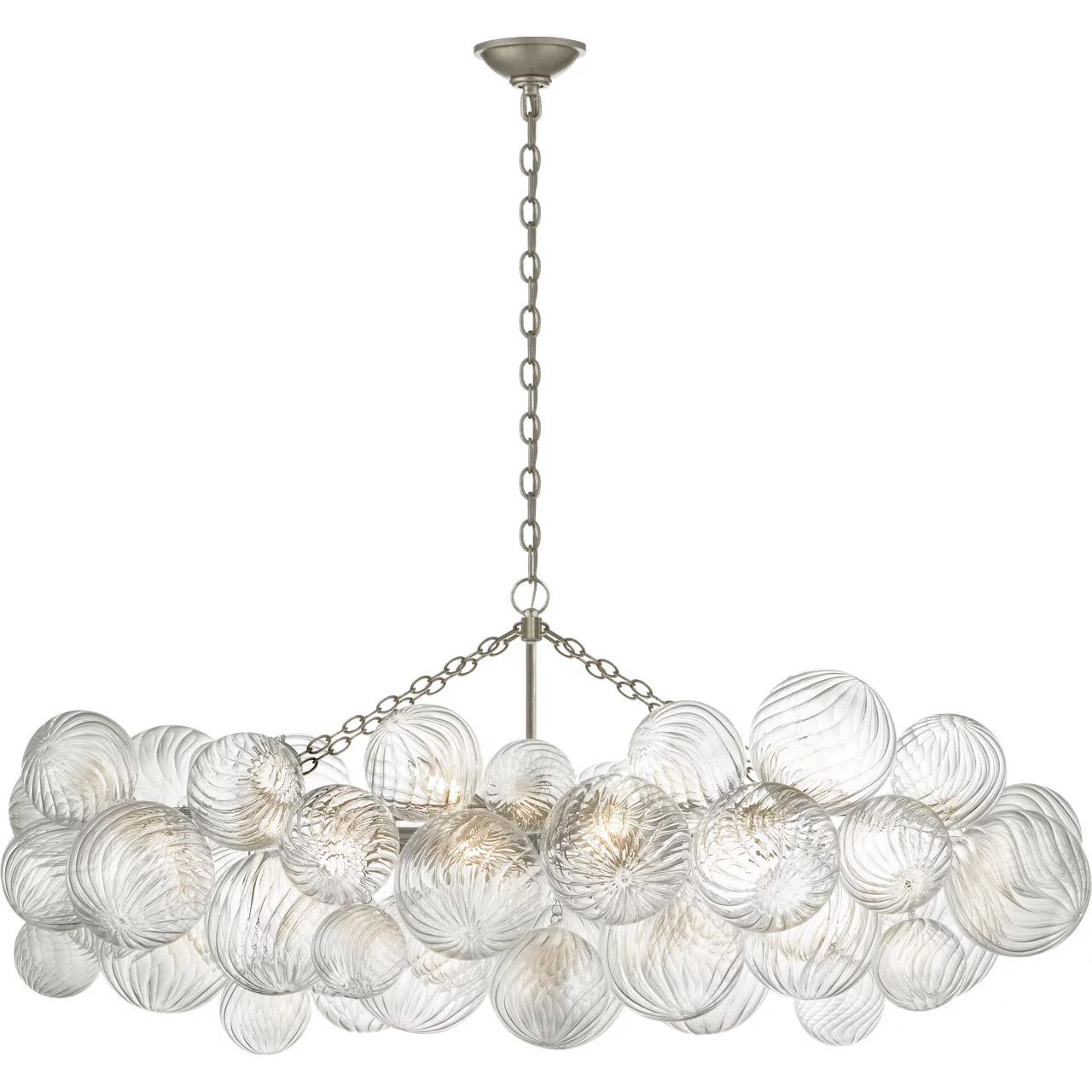 Julie Neill Talia LED 51 inch Burnished Silver Leaf Linear Chandelier Ceiling Light, Medium