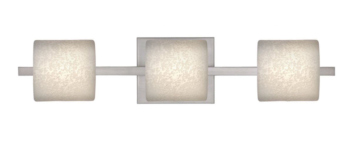Paolo 3 Light 23 inch Satin Nickel Vanity Lighting Wall Light in Halogen, Stucco Glass