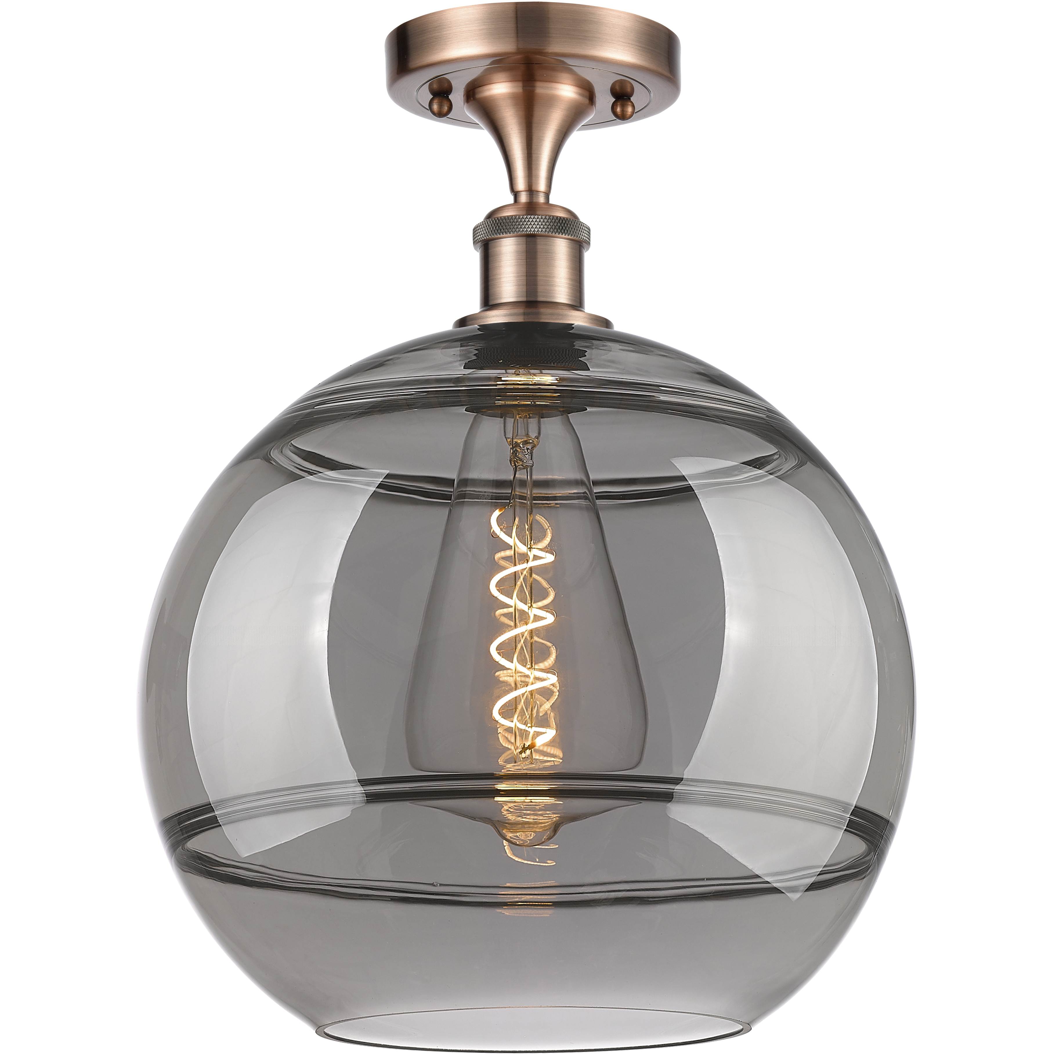 Edison Rochester 1 Light 12 inch Antique Copper Semi-Flush Mount Ceiling Light