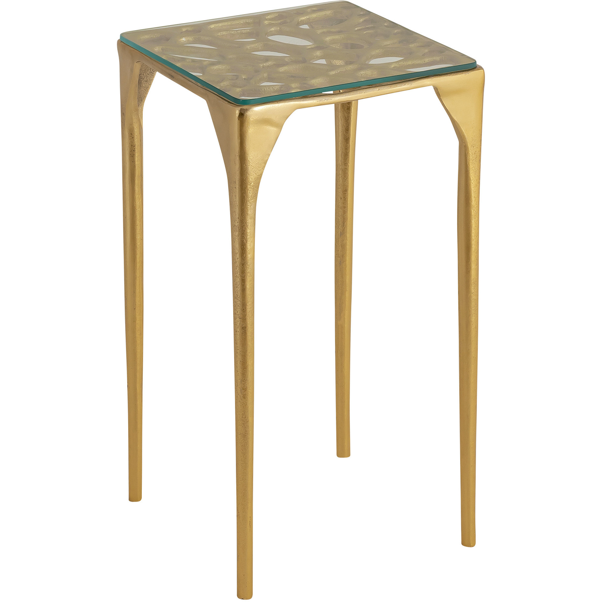 Honeycomb 22.5 X 12 inch Gold and Clear Drinks Table, Marjorie Skouras Collection