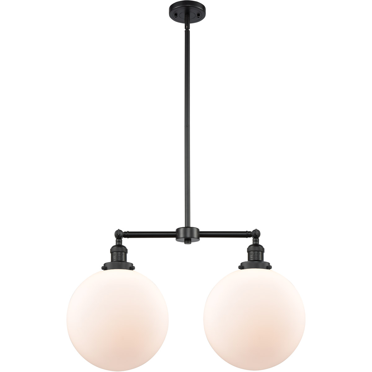 Franklin Restoration XX-Large Beacon LED 27 inch Matte Black Chandelier Ceiling Light in Matte White Glass, Franklin Restoration