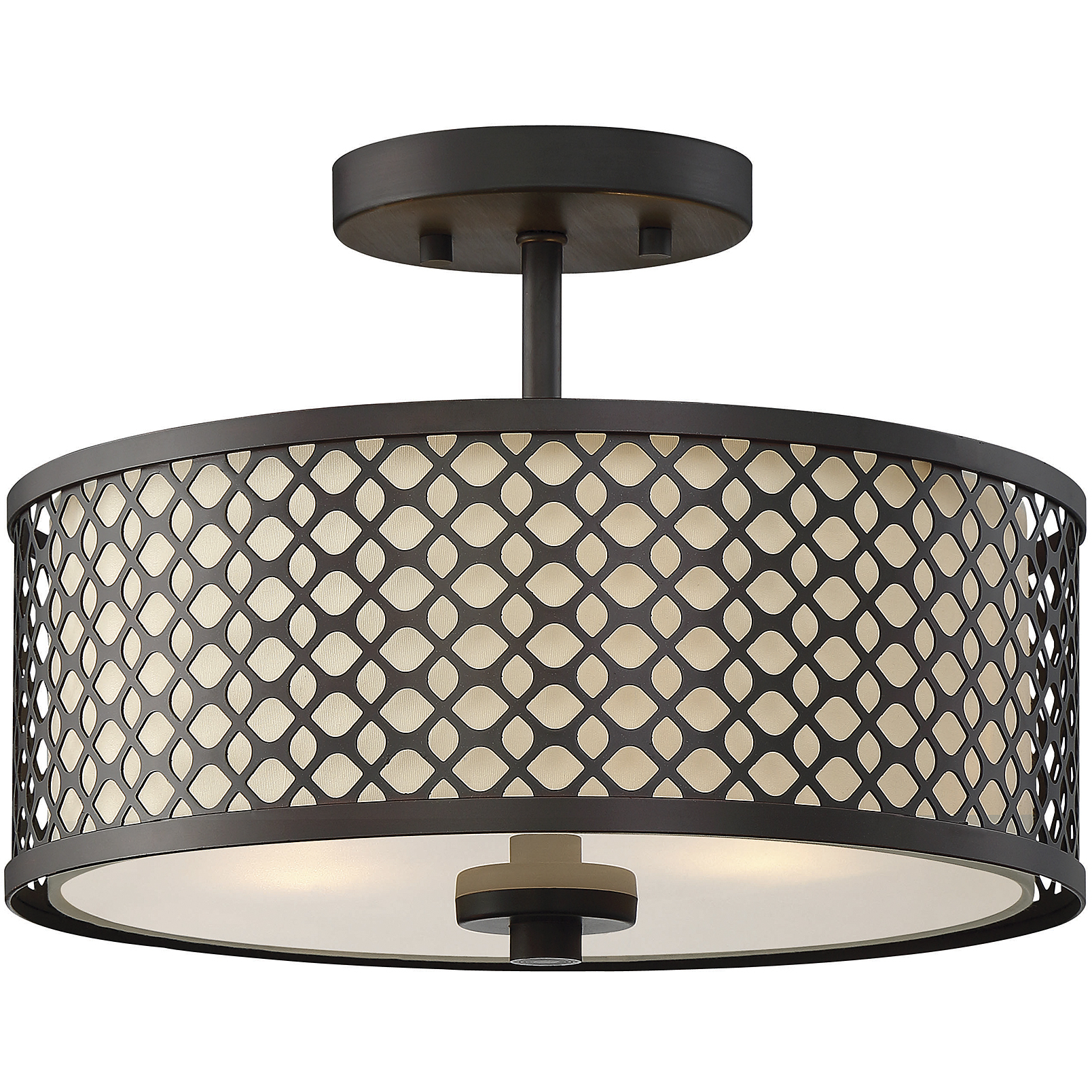 Modern 2 Light 13 inch Oil Rubbed Bronze Semi-Flush Ceiling Light