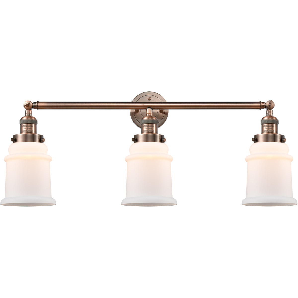 Franklin Restoration Canton LED 30 inch Antique Copper Bath Vanity Light Wall Light in Matte White Glass, Franklin Restoration