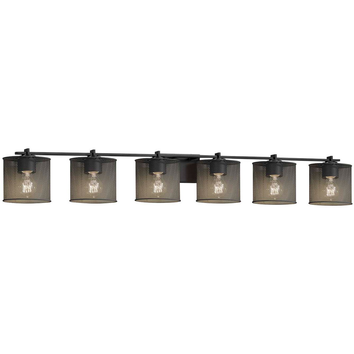 Wire Mesh Bath Bar Wall Light in Matte Black, Oval