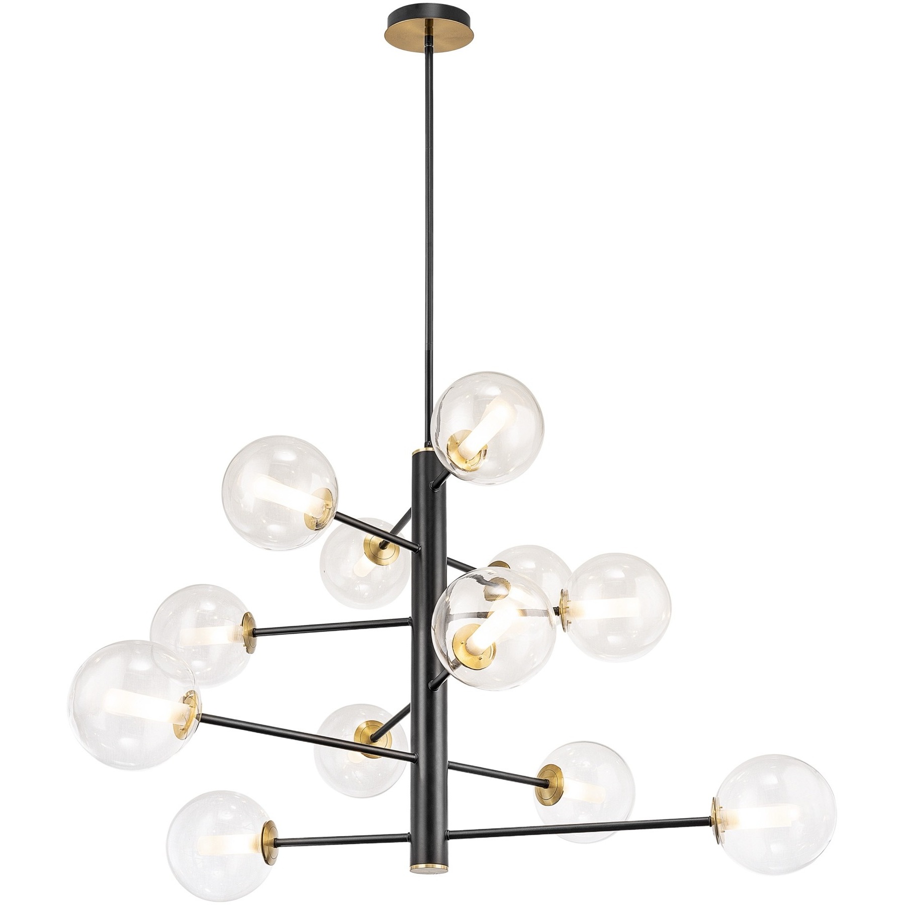Aurelia LED 33.5 inch Black and Brushed Brass Chandelier Ceiling Light