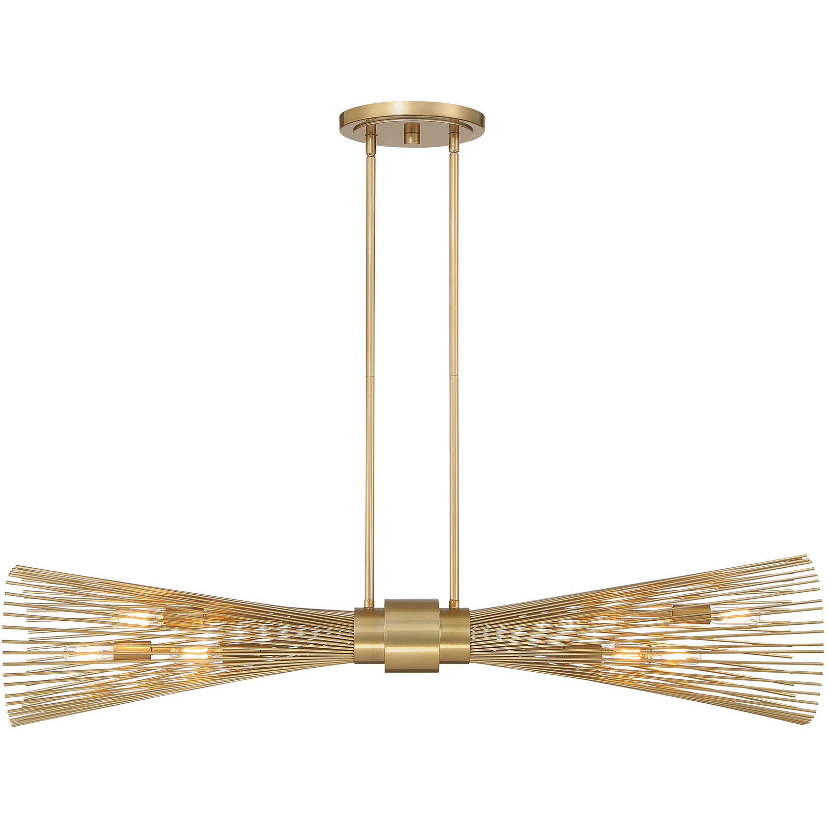 Longfellow 6 Light 42 inch Burnished Brass Linear Chandelier Ceiling Light