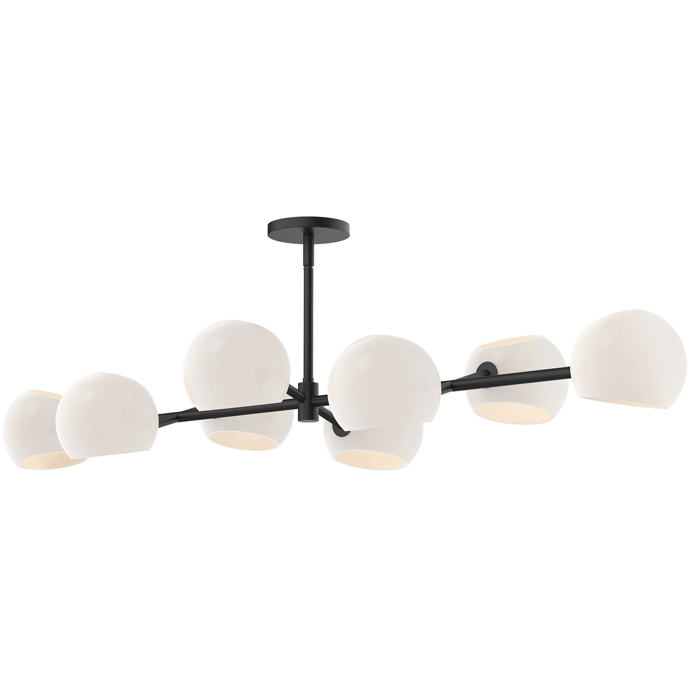 Alora Mood Willow 8 Light 48.25 inch Matte Black Linear Pendant Ceiling Light in Matte Opal Glass
