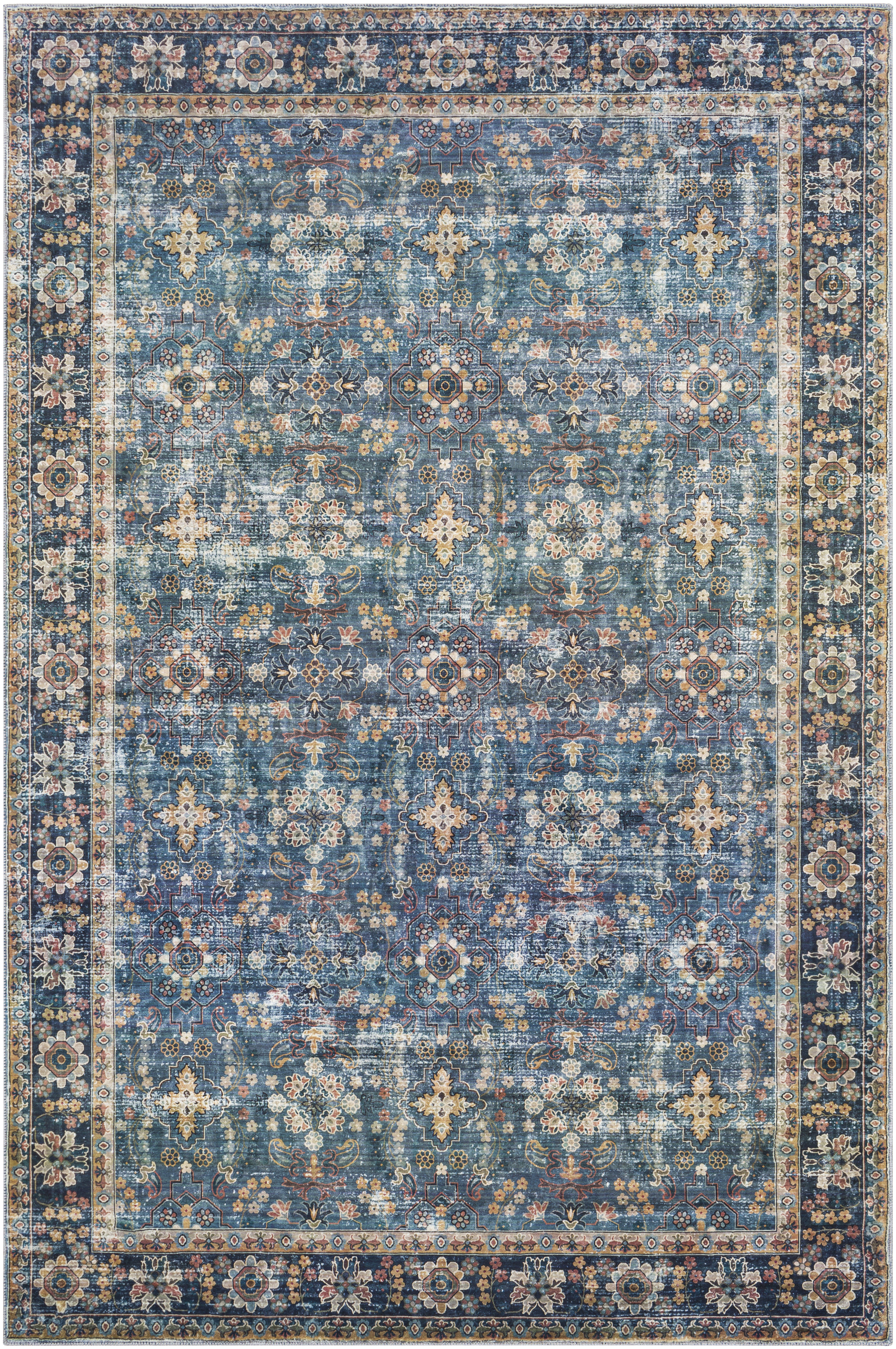 Erin 48 X 31 inch Deep Teal Rug in 2 x 4, Rectangle