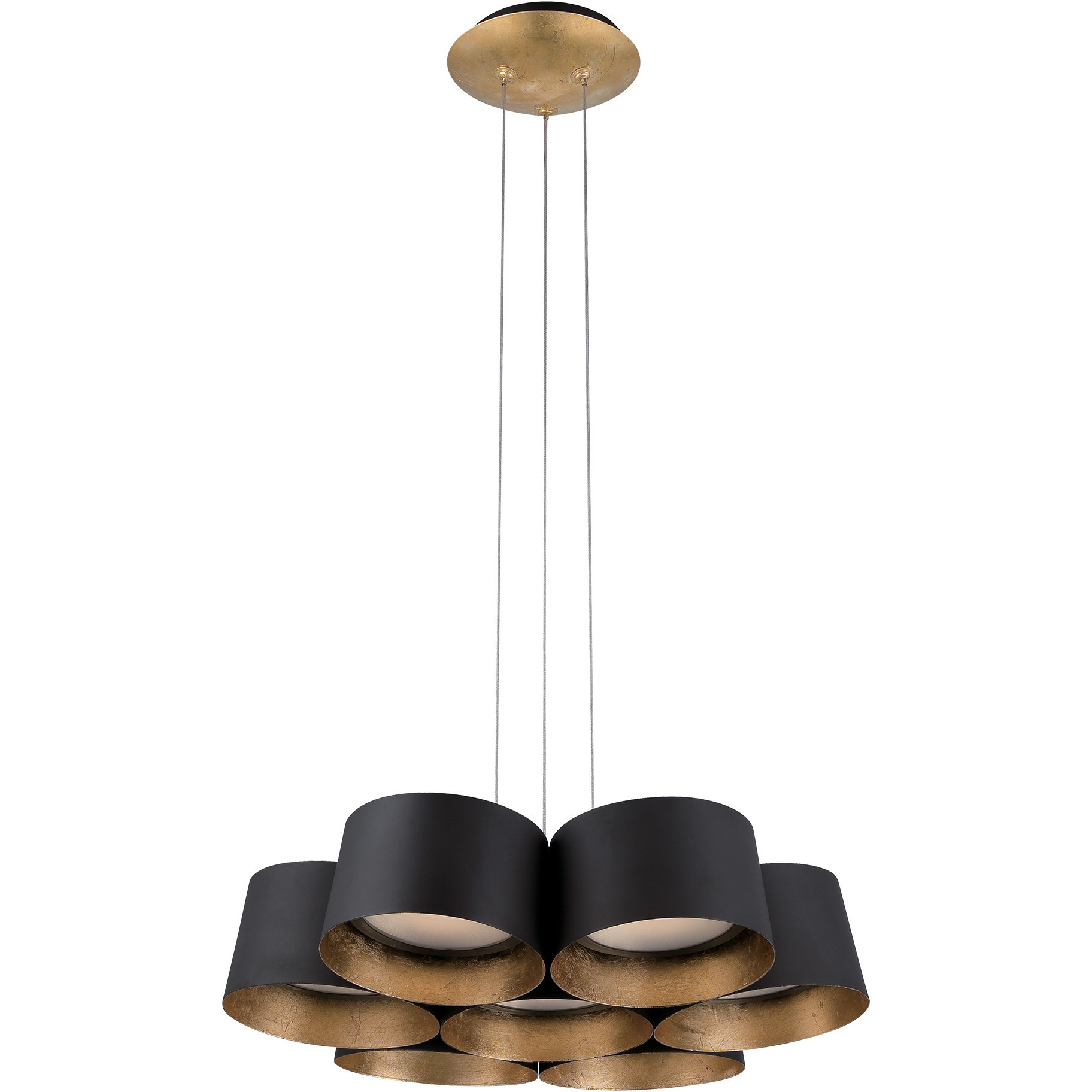 Marimba LED 17.75 inch Black Gold Leaf Chandelier Ceiling Light in 18in.
