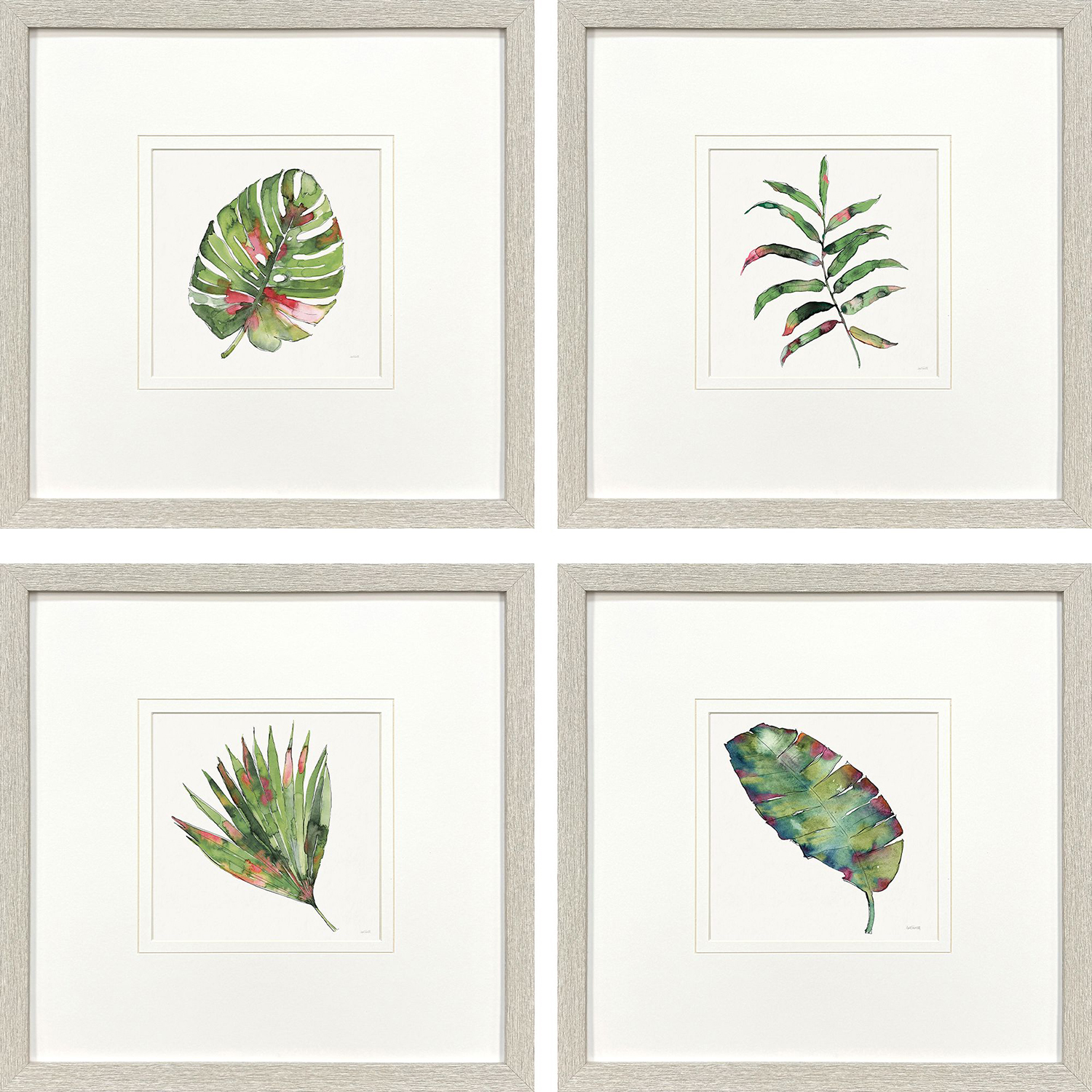 Palm Springs Leaves Green and Red and Pink and Purple Framed Art, Propac