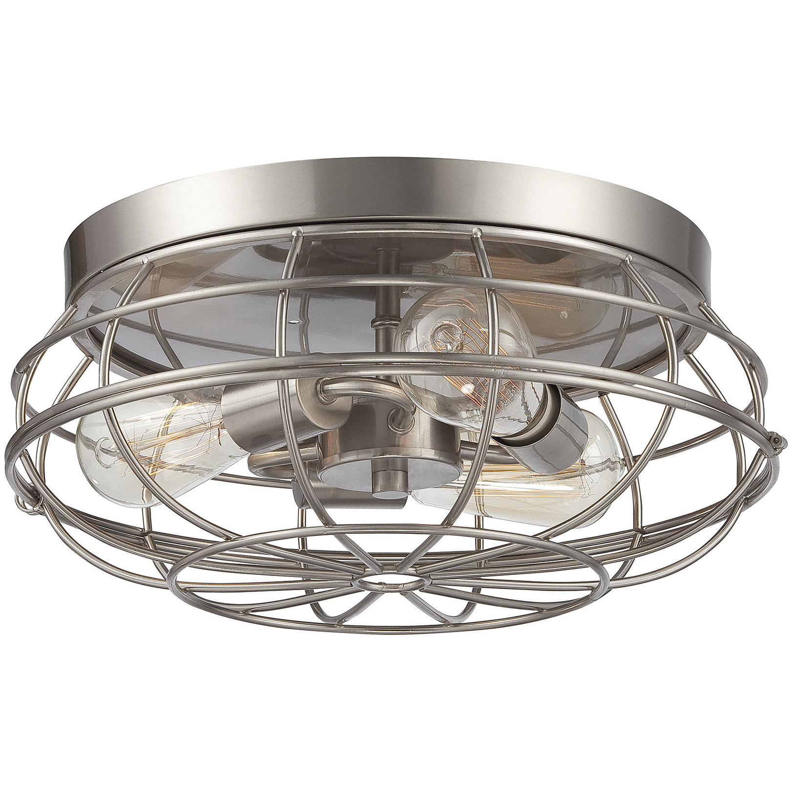 Scout 3 Light 15 inch Satin Nickel Flush Mount Ceiling Light
