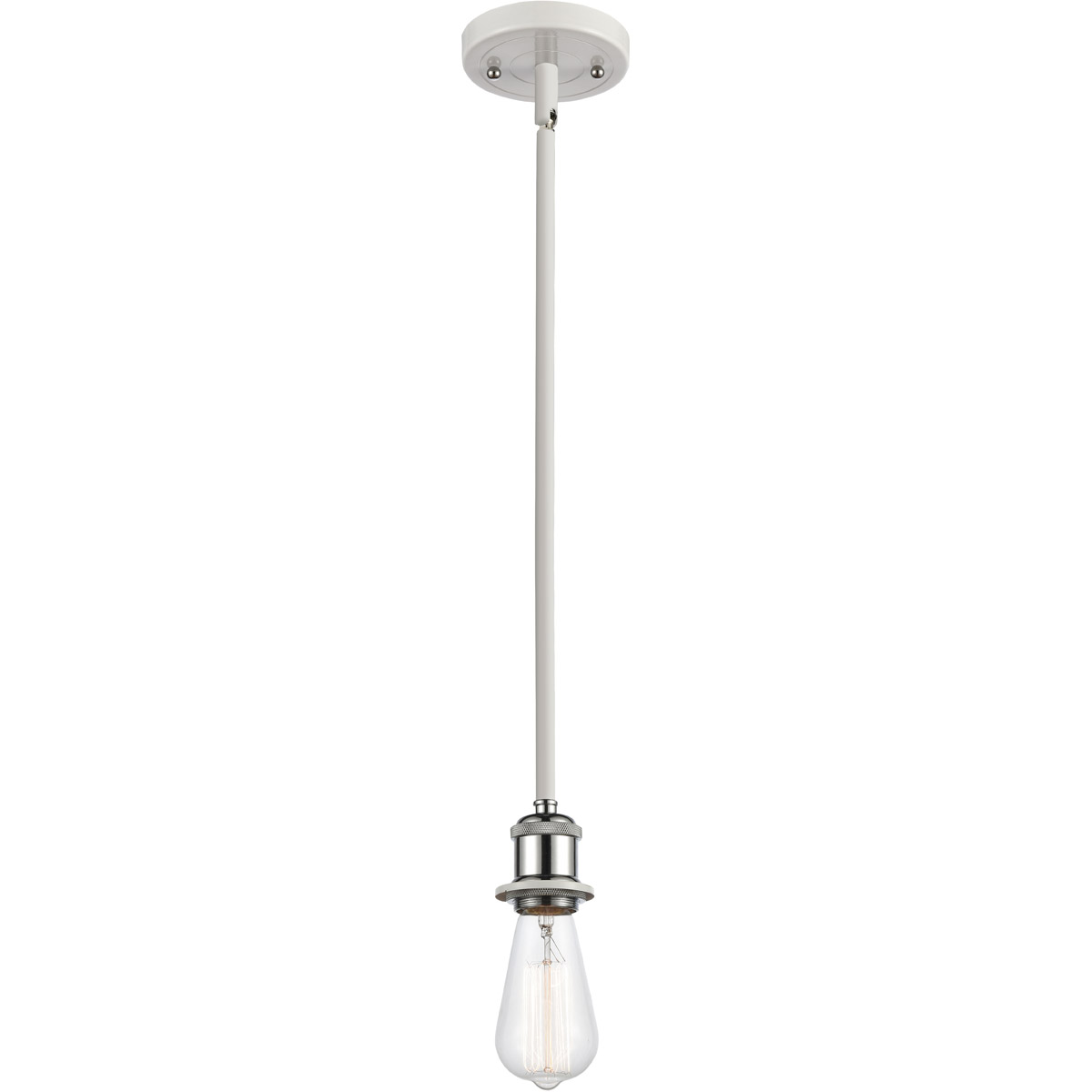 Ballston Bare Bulb LED 5 inch White and Polished Chrome Pendant Ceiling Light, Ballston