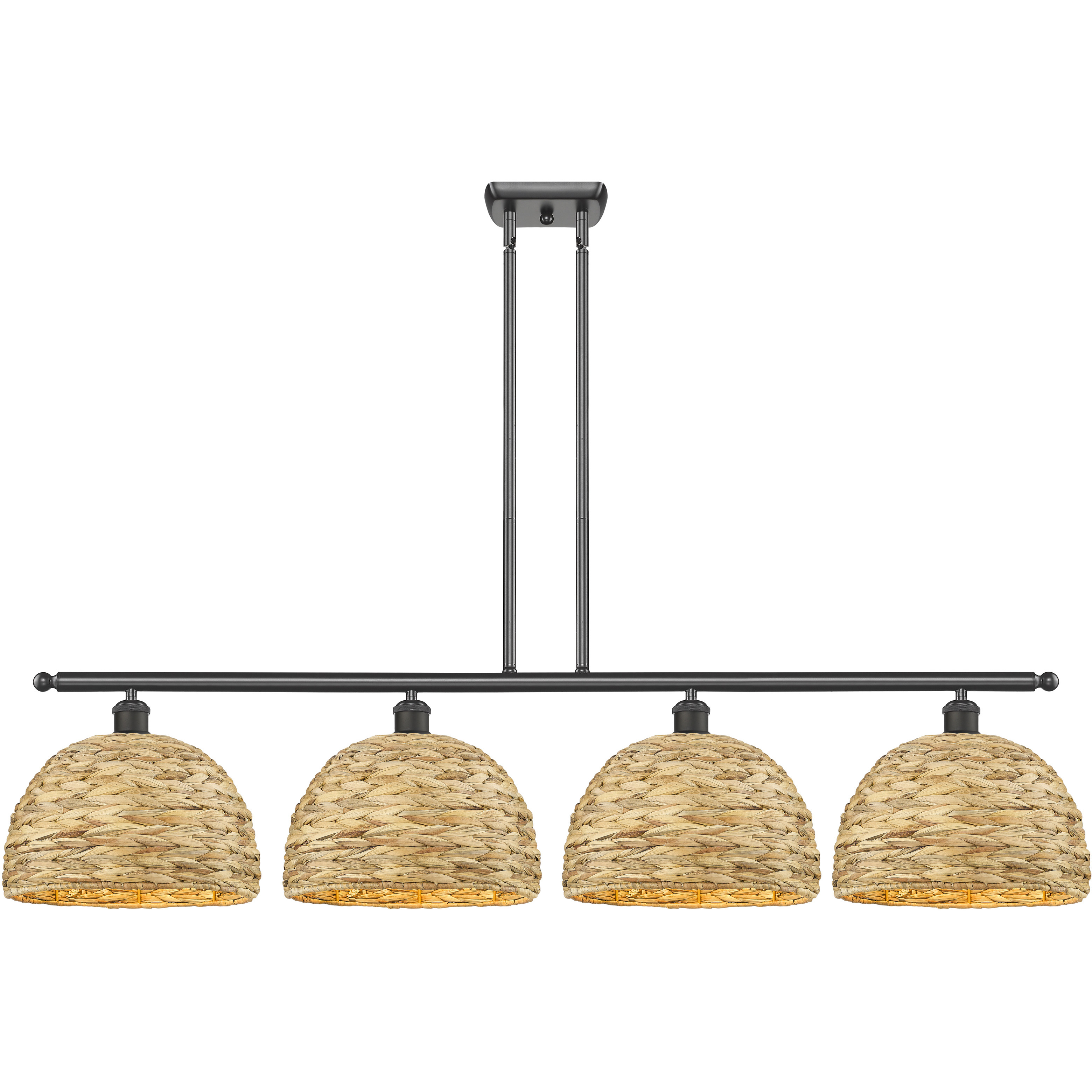 Woven Rattan Island Light Ceiling Light in Oil Rubbed Bronze