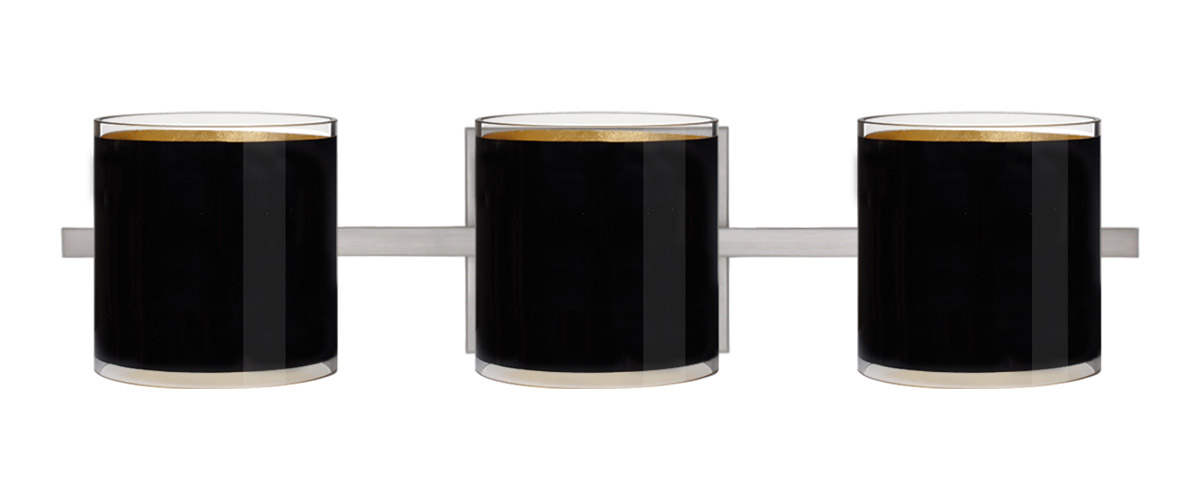 Pogo LED 23 inch Satin Nickel Vanity Lighting Wall Light in Black/Inner Gold Foil Glass